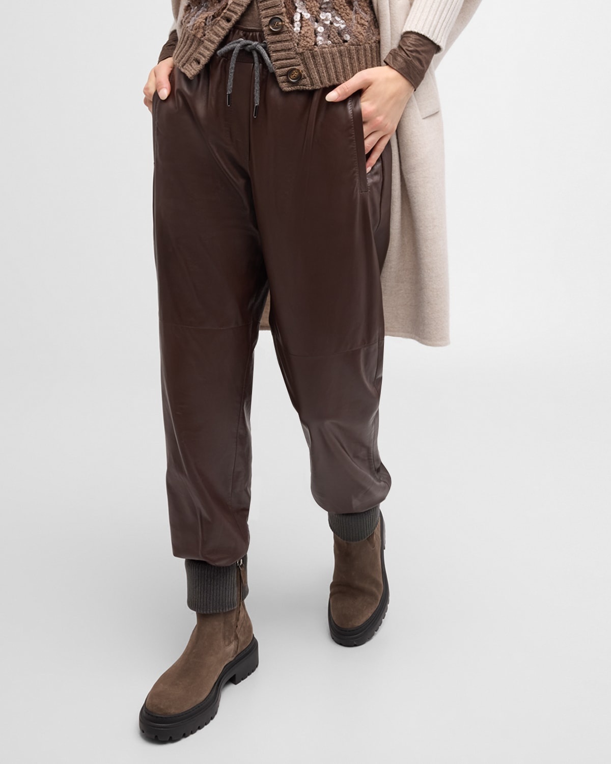 Smooth Glove Leather Track Pants - 7