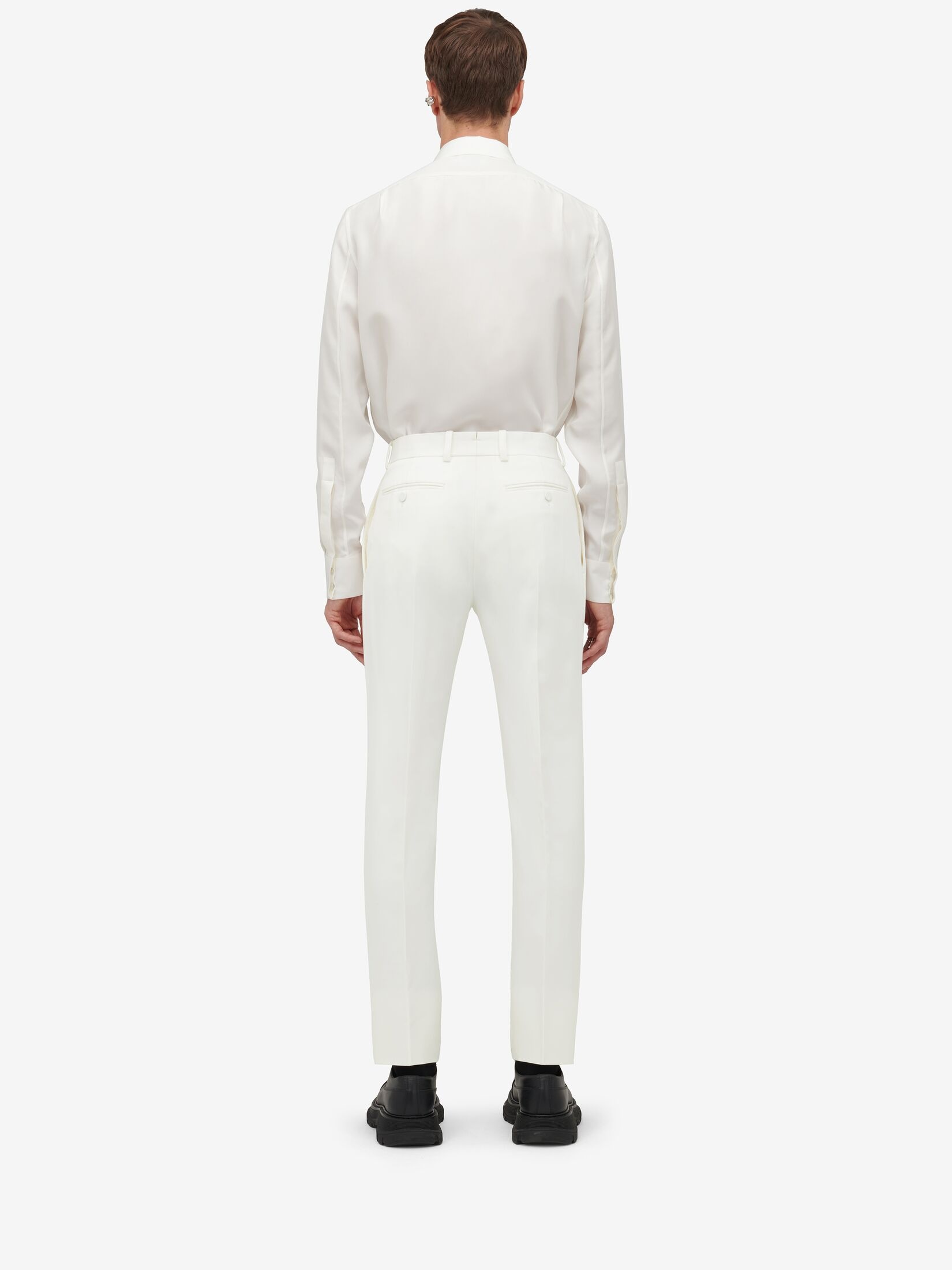 Men's Tailored Cigarette Trousers in Soft White - 4