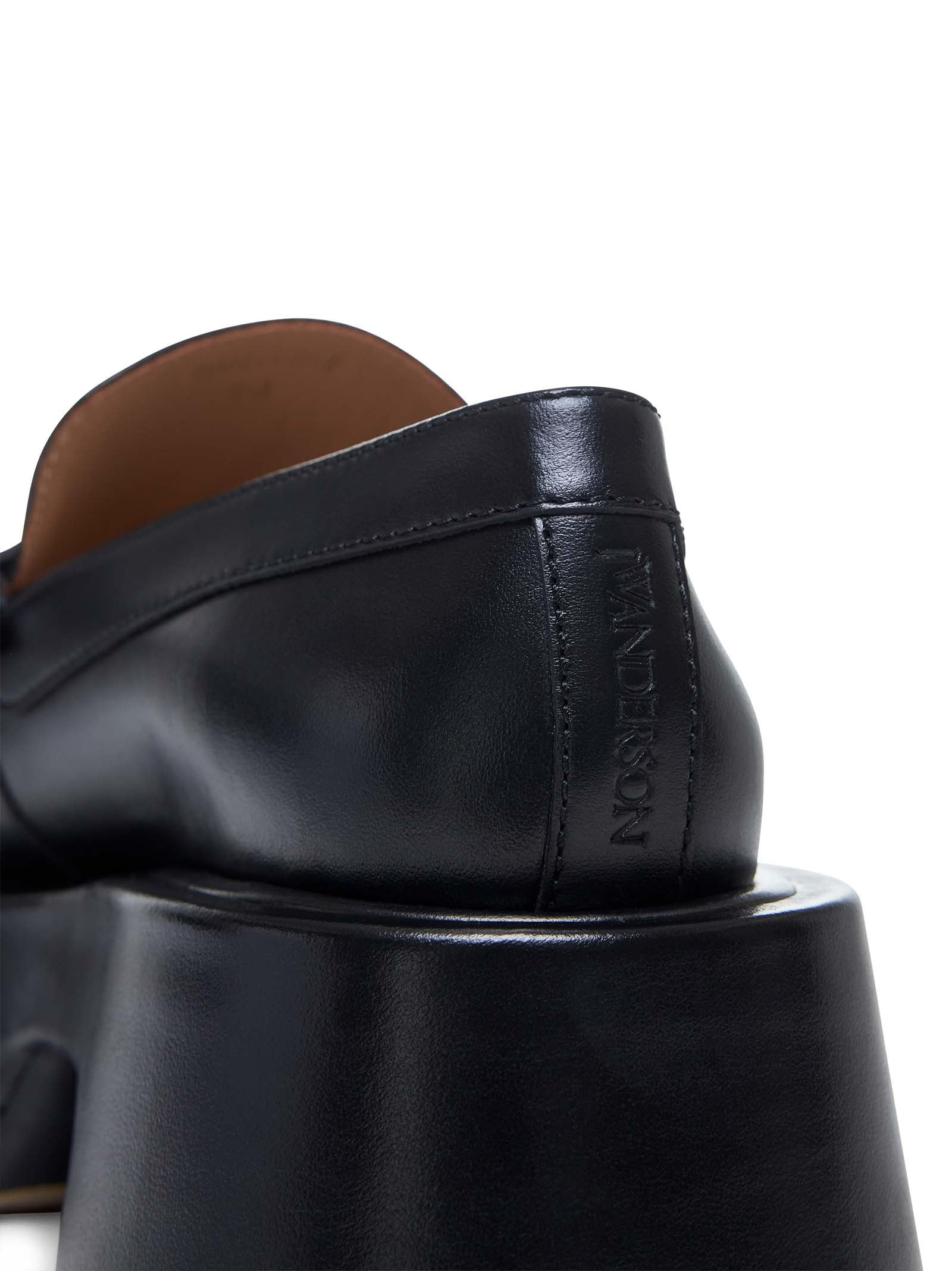 Black leather platform loafers - 4