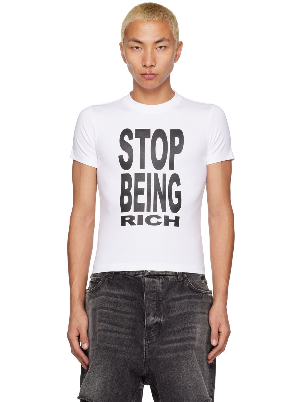 White 'Stop Being Rich' T-Shirt - 1