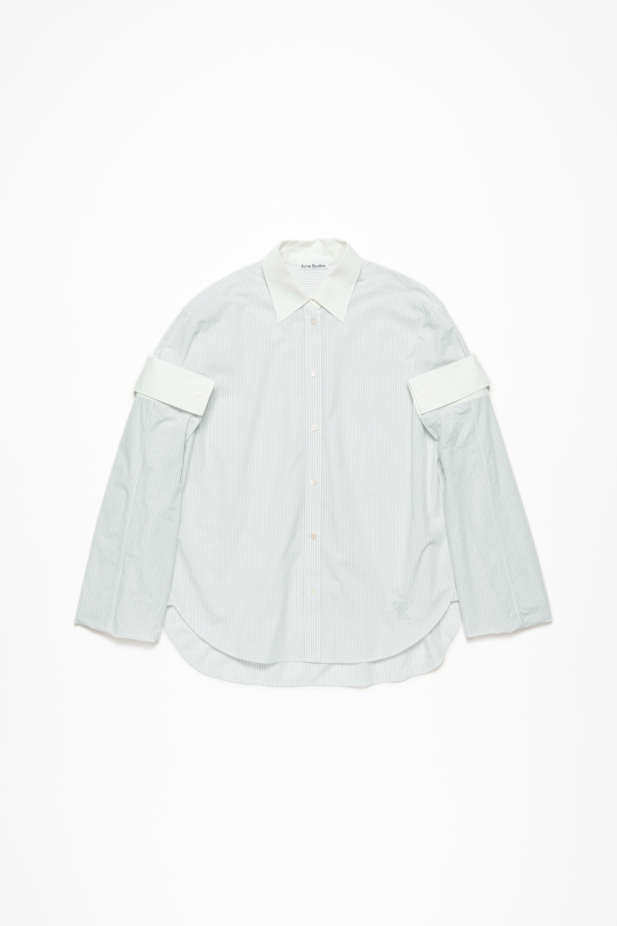 Button-up layered shirt - Olive green/white - 6