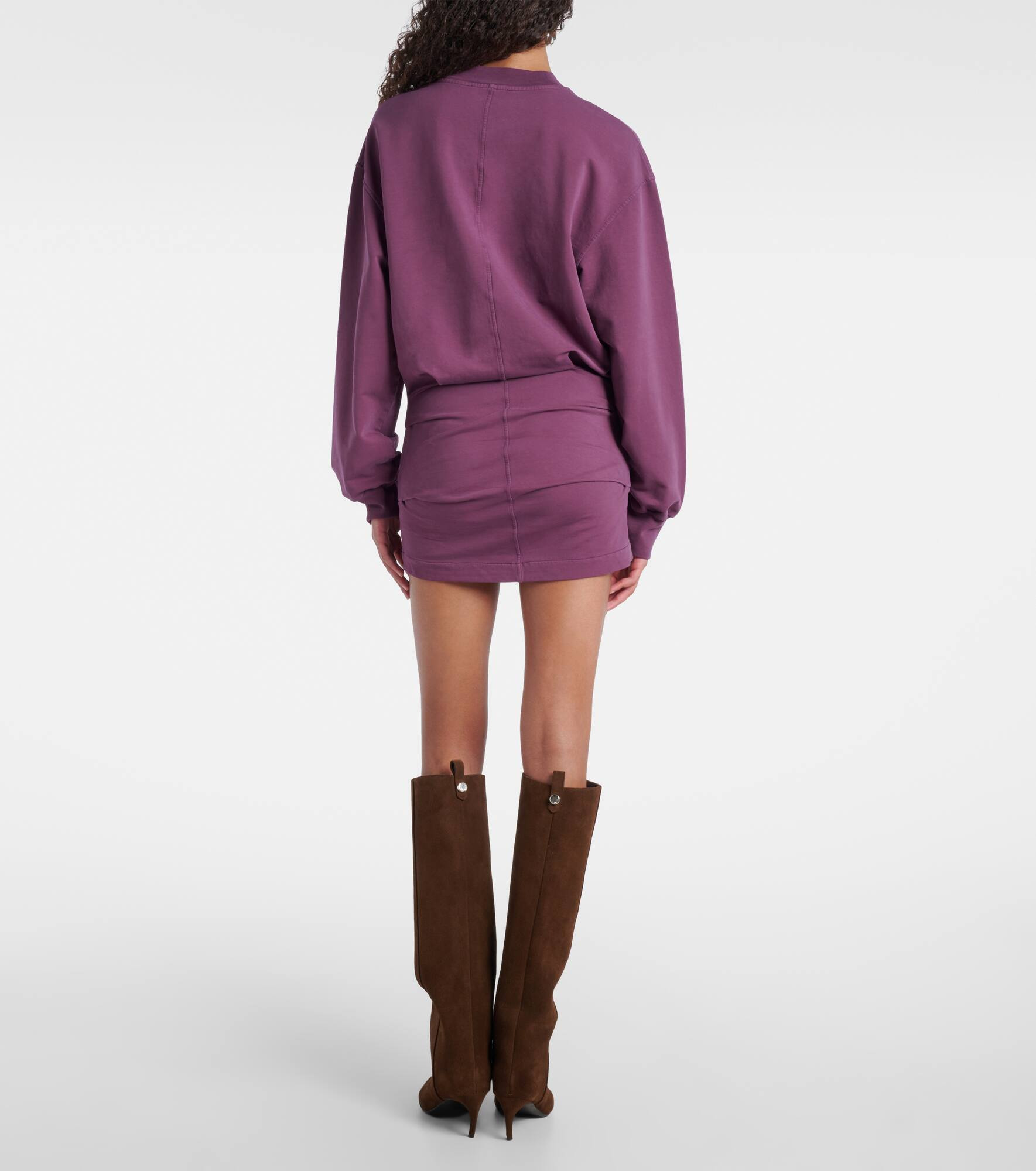Ruched cotton-blend fleece minidress - 3