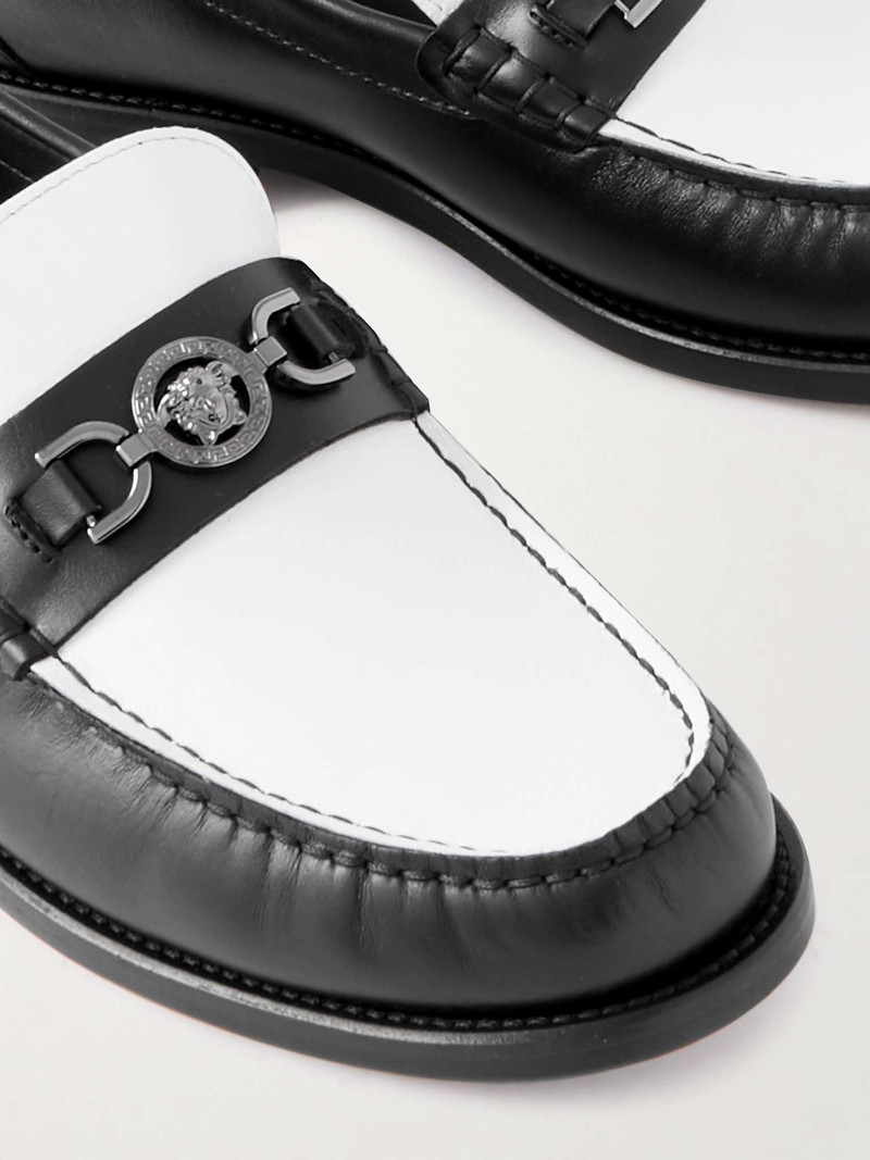 Horsebit-Embellished 두 톤 가죽 Loafers 6