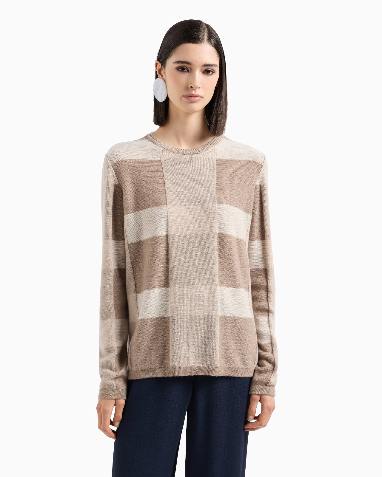 Icon virgin-wool jumper with a plated check motif - 2