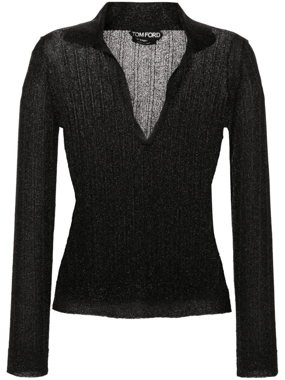 metallic-threading knitted polo shirt - 1
