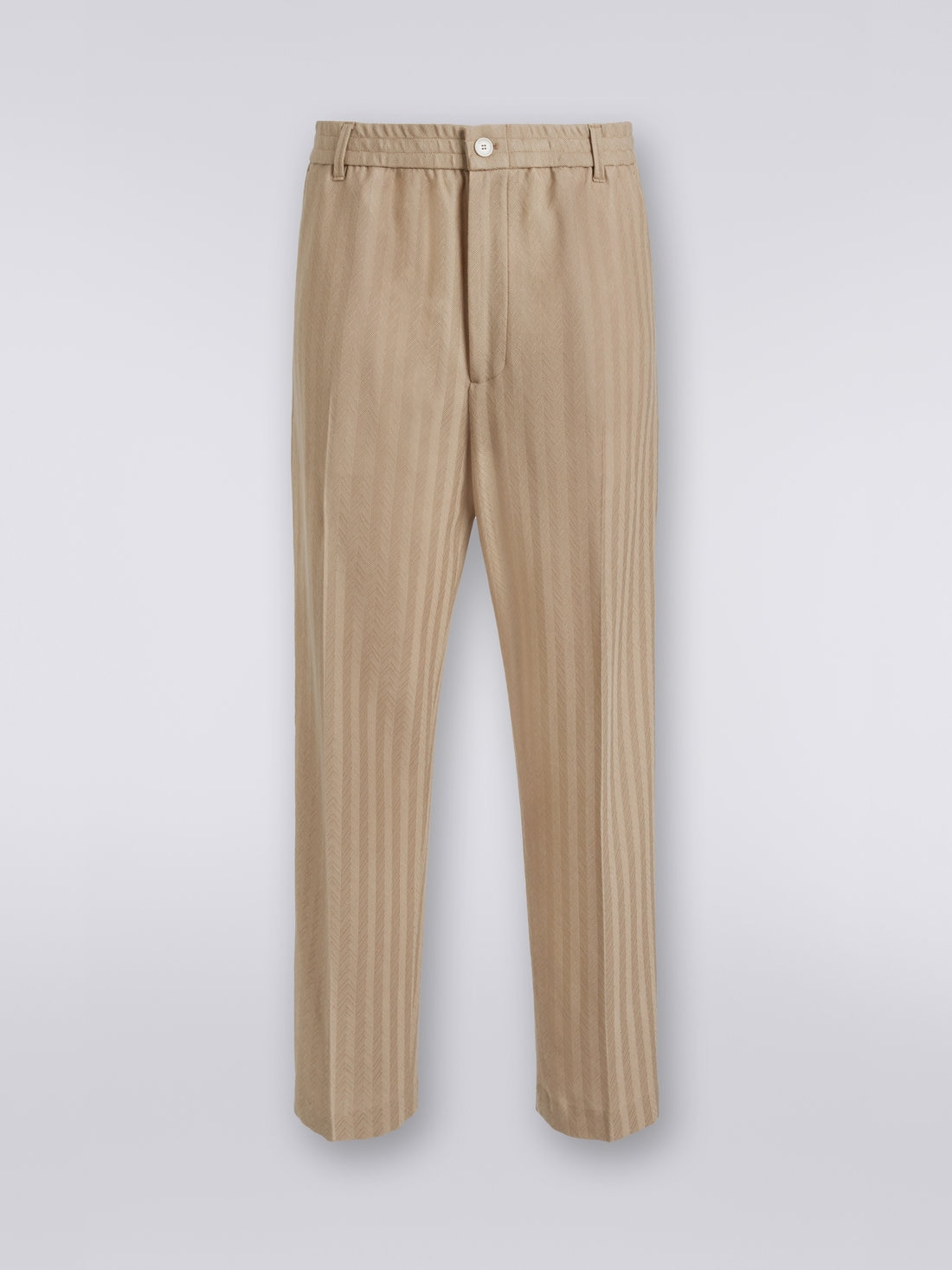 Viscose and cotton chevron trousers with ironed crease - 1