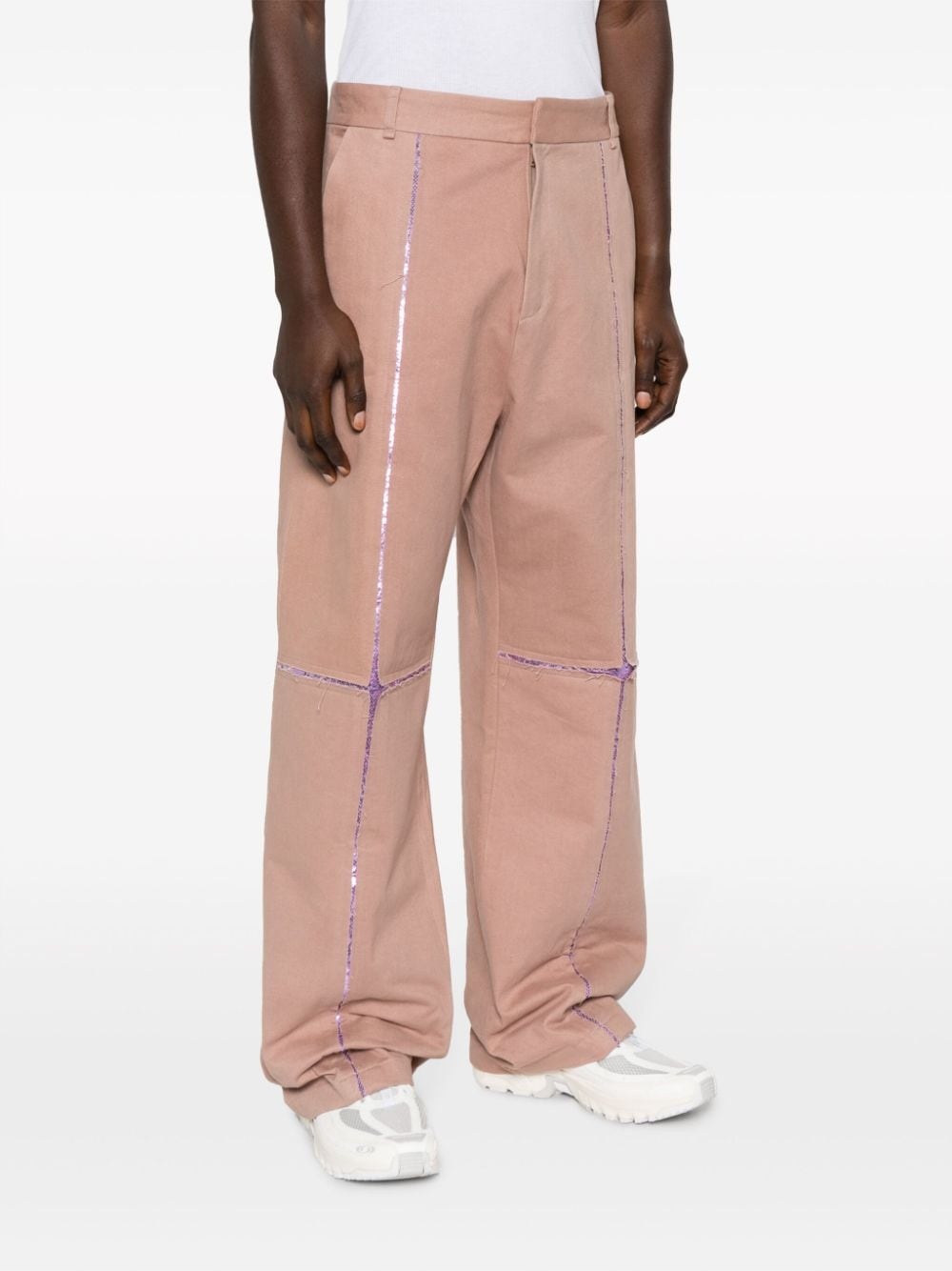 metallic ripped cotton trousers - 3