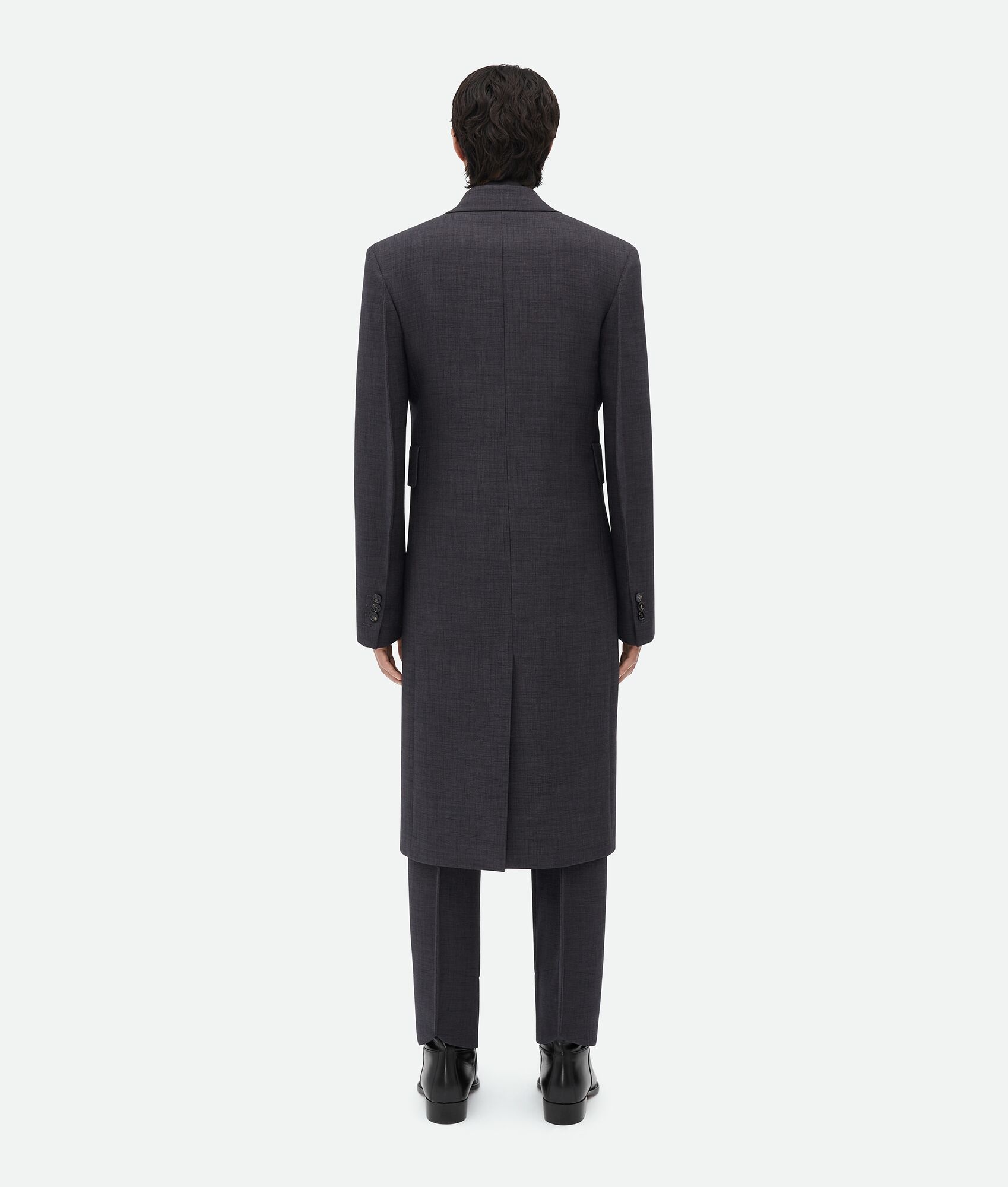 Curved Sleeves Wool Coat - 3