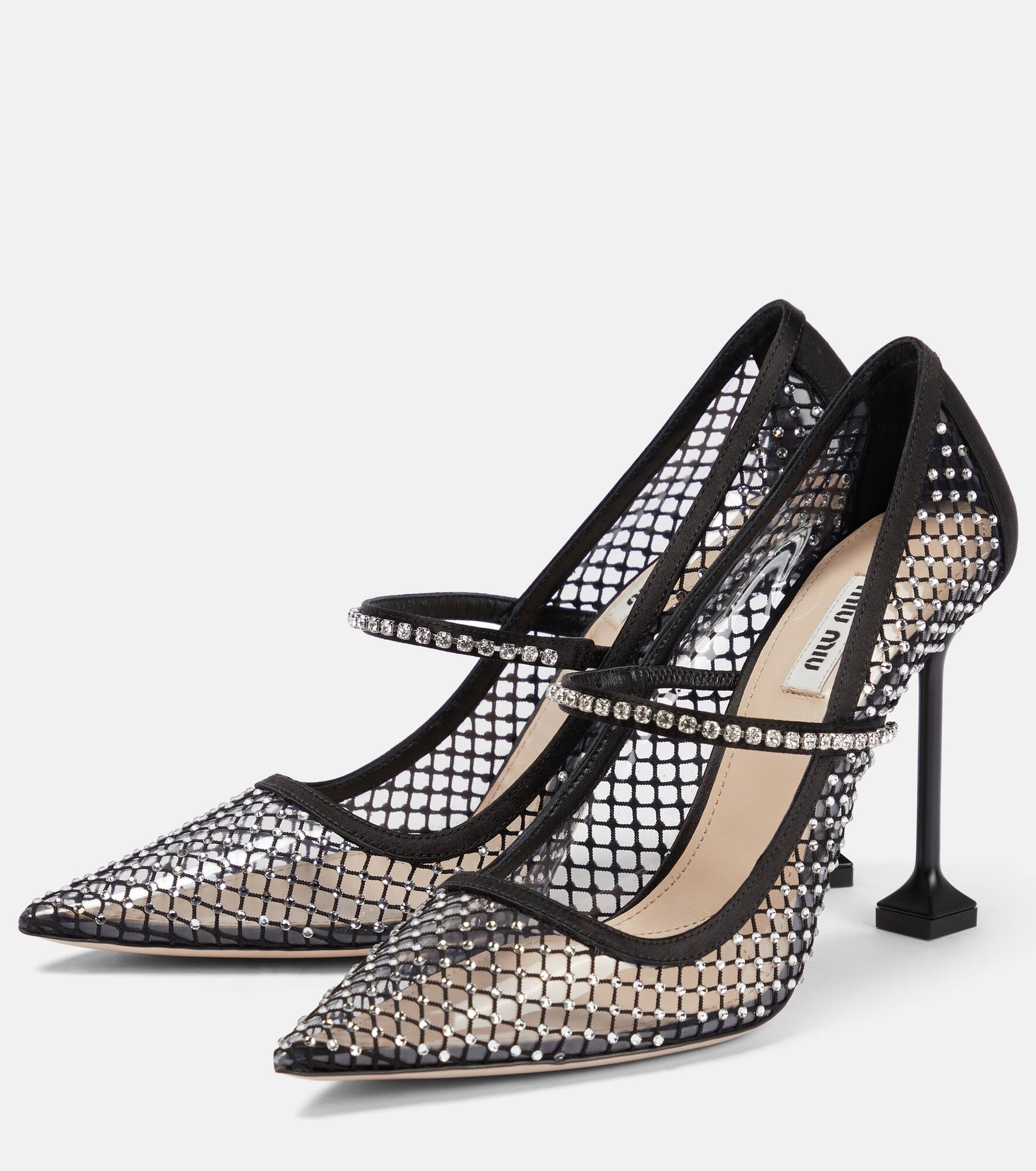 Crystal-embellished mesh pumps - 5