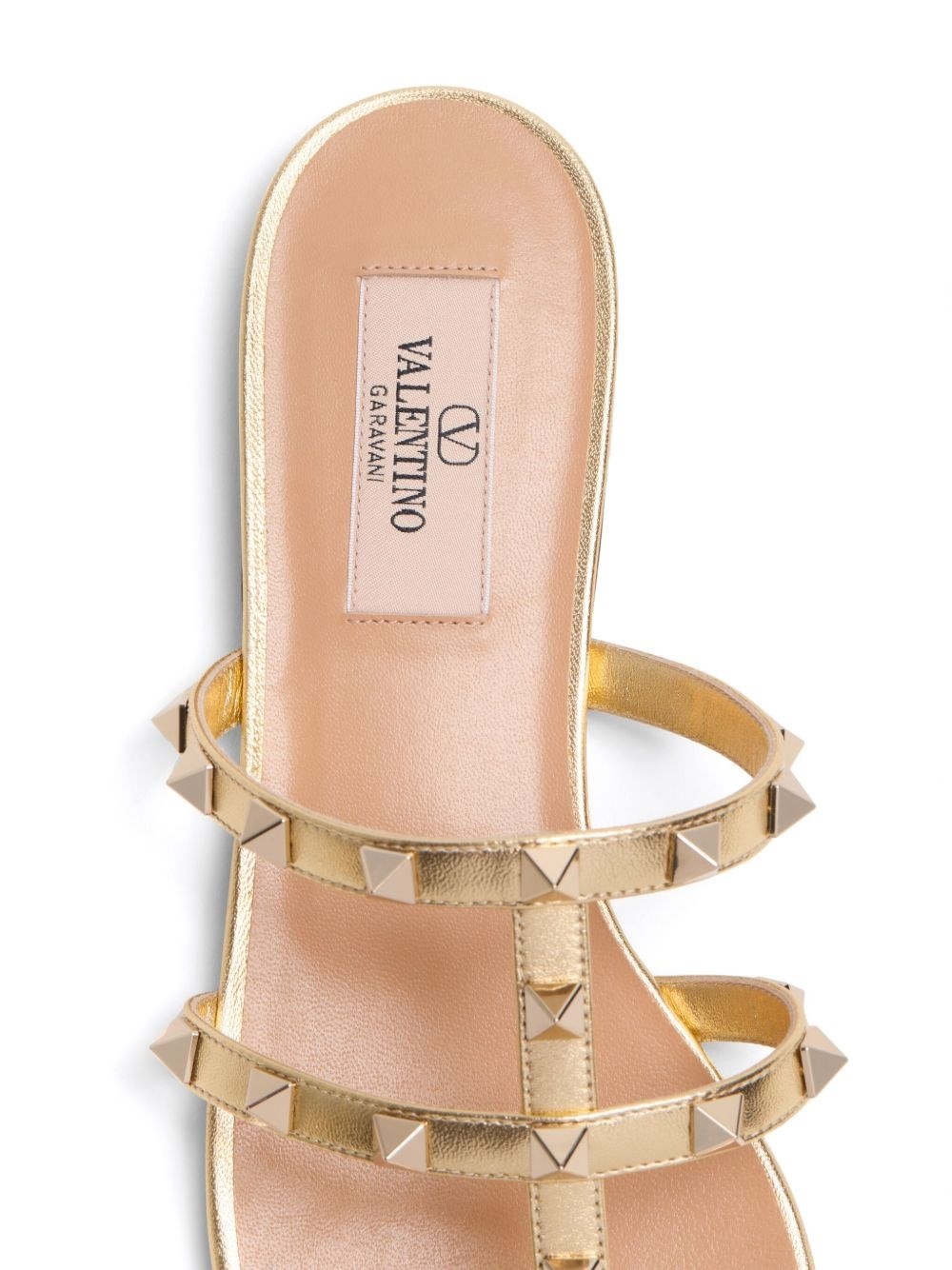 Rockstud leather flat sandals - 4