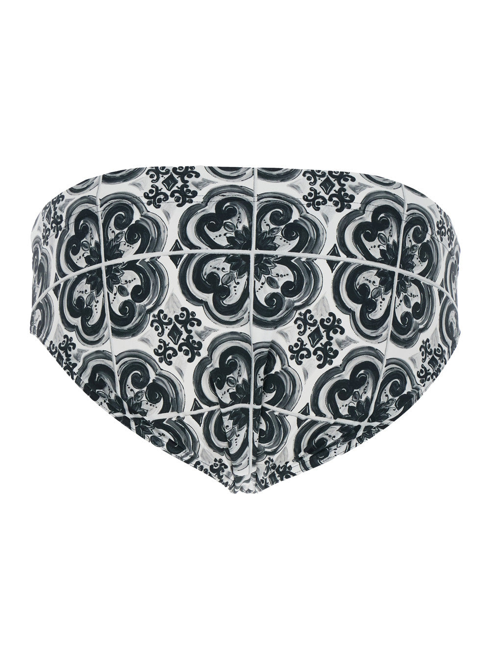 Dolce & Gabbana Men Black And White Swimsuit With All-Over Majolica Print In Techl Fabric Man - 2