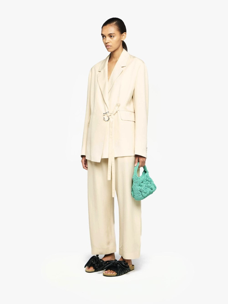 SMALL CABLE KNIT BAG - LEATHER DRAWCORD TOP HANDLE BAG 5