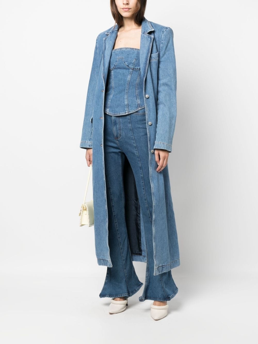 single-breasted denim coat - 2