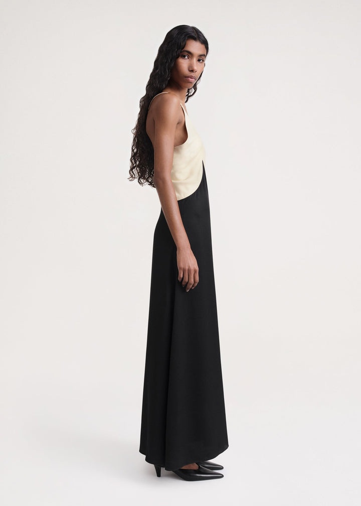 Draped twill cami dress black - 3