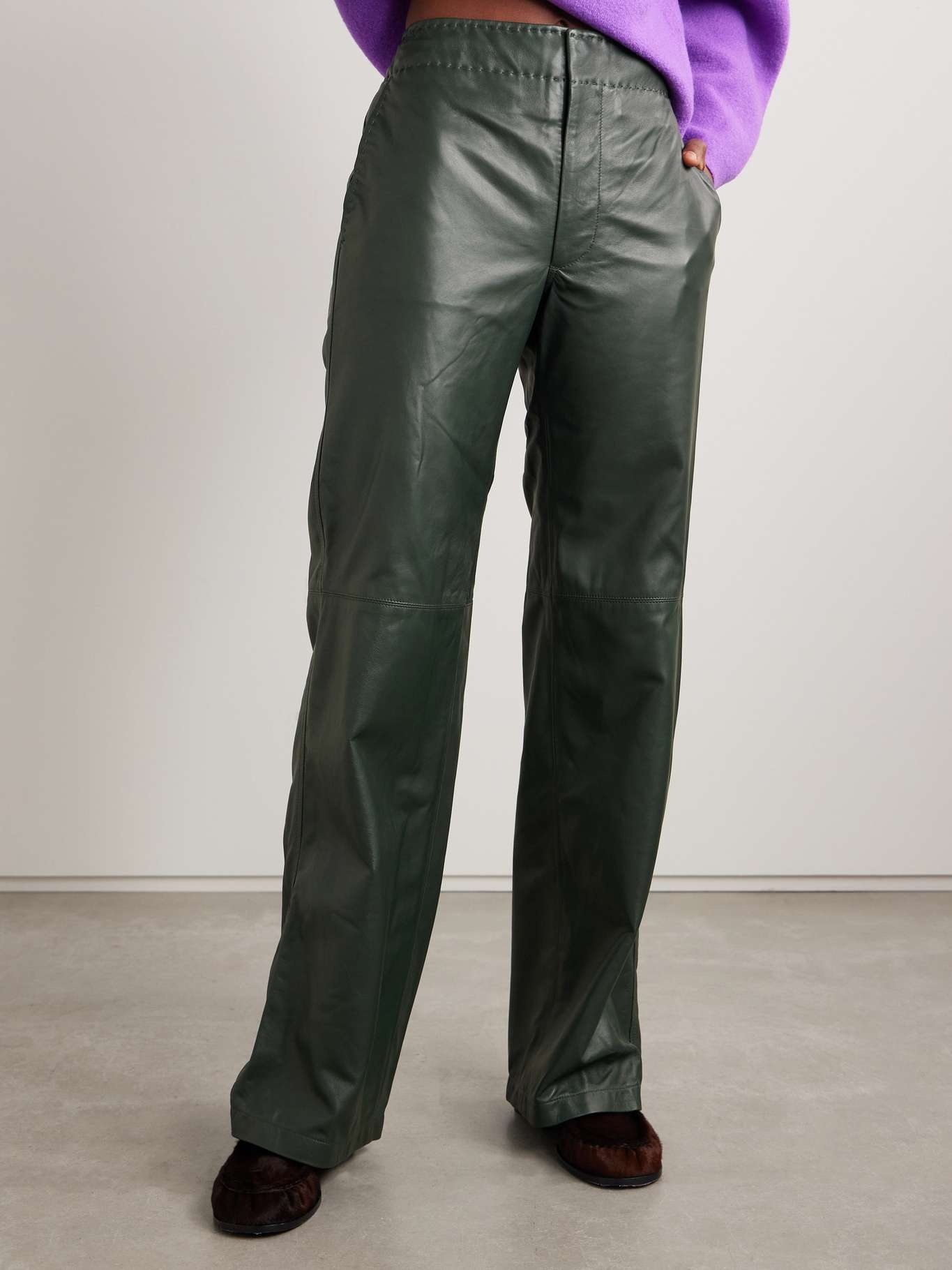 Lotti paneled leather wide-leg pants - 3