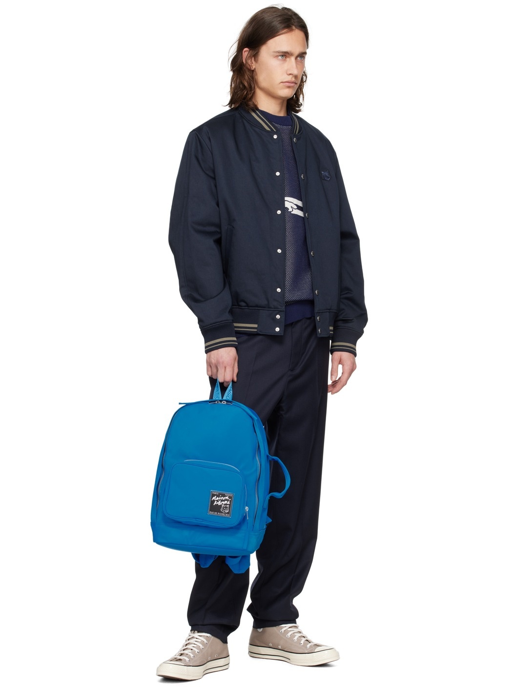 Navy Button Bomber Jacket - 4