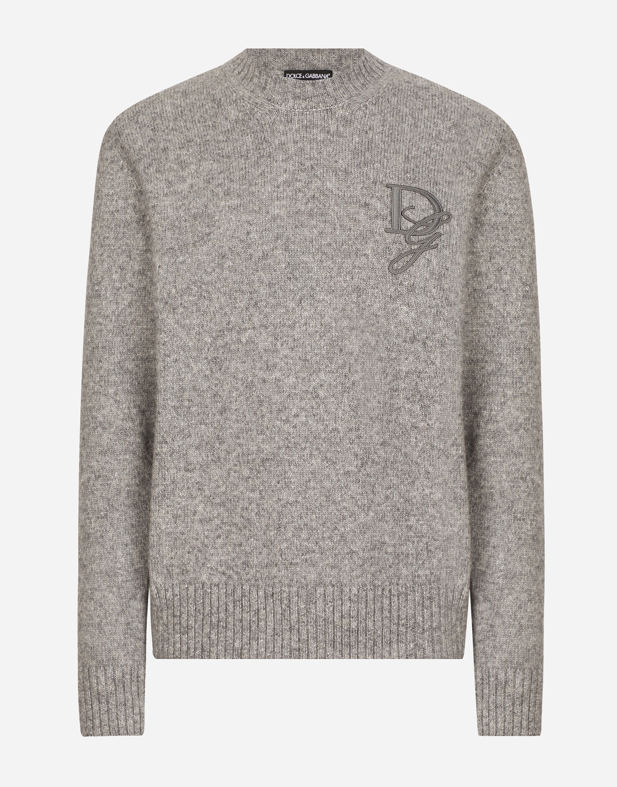 Round-neck wool sweater with DG embroidery - 1