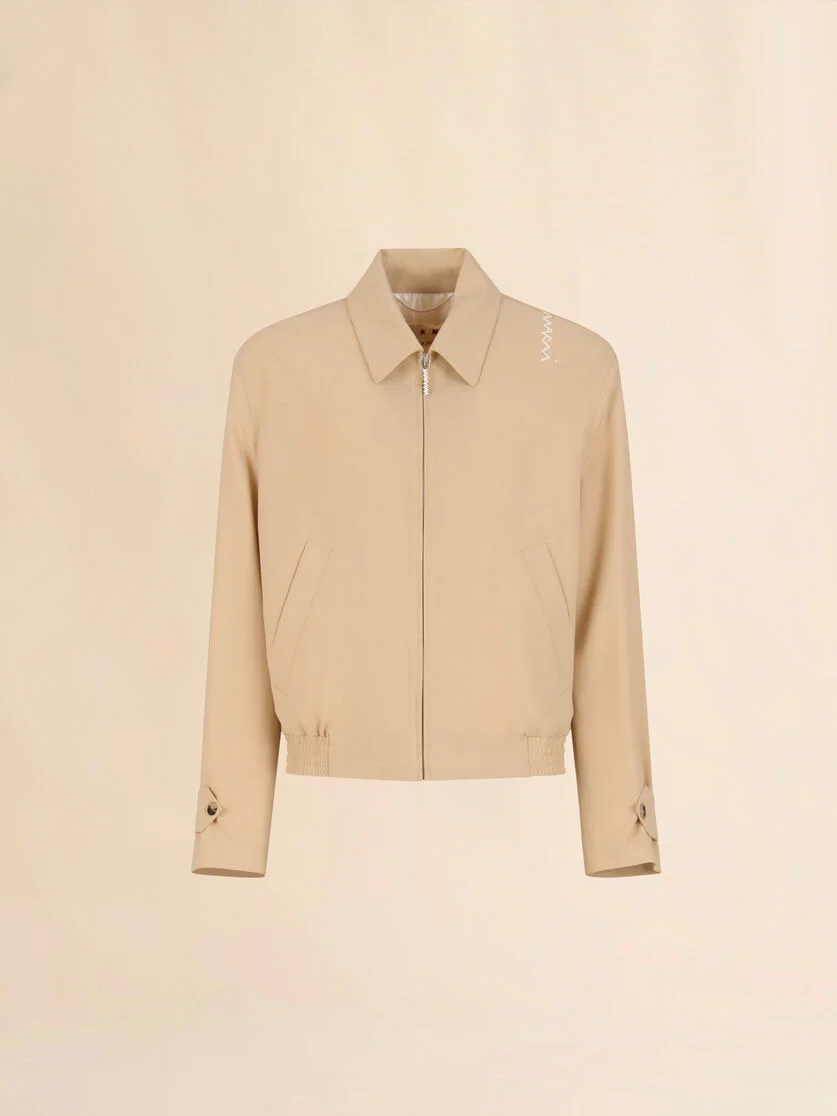 CREAM LIGHT WOOL JACKET WITH COLLAR - 1