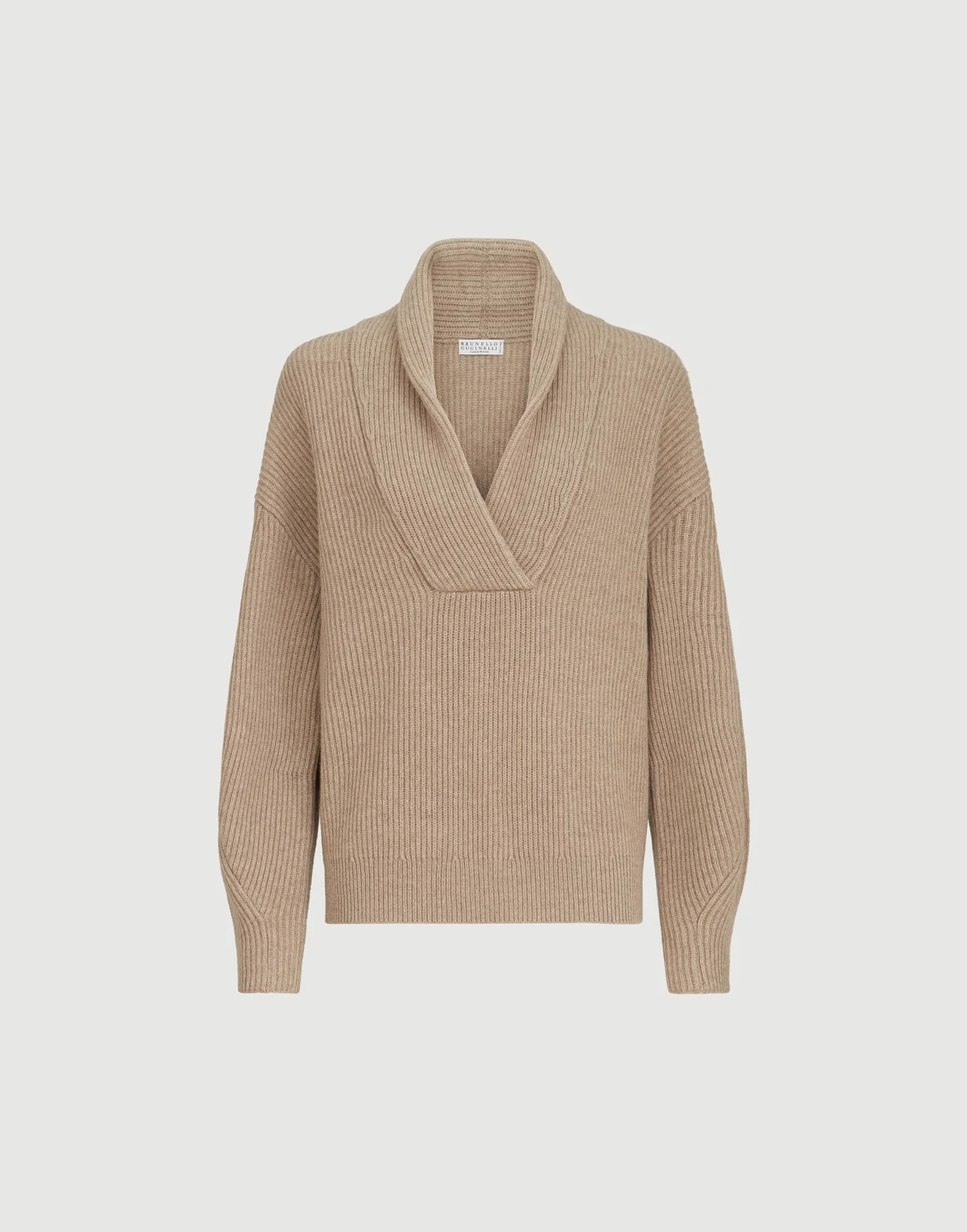 Cashmere English rib sweater with monili - 1