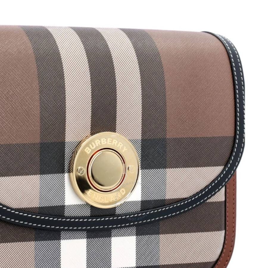 Burberry Dark Birch Brown Check And Leather Medium Elizabeth Bag - 4