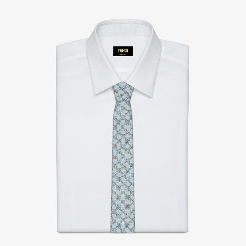 FENDI Light blue silk tie outlook