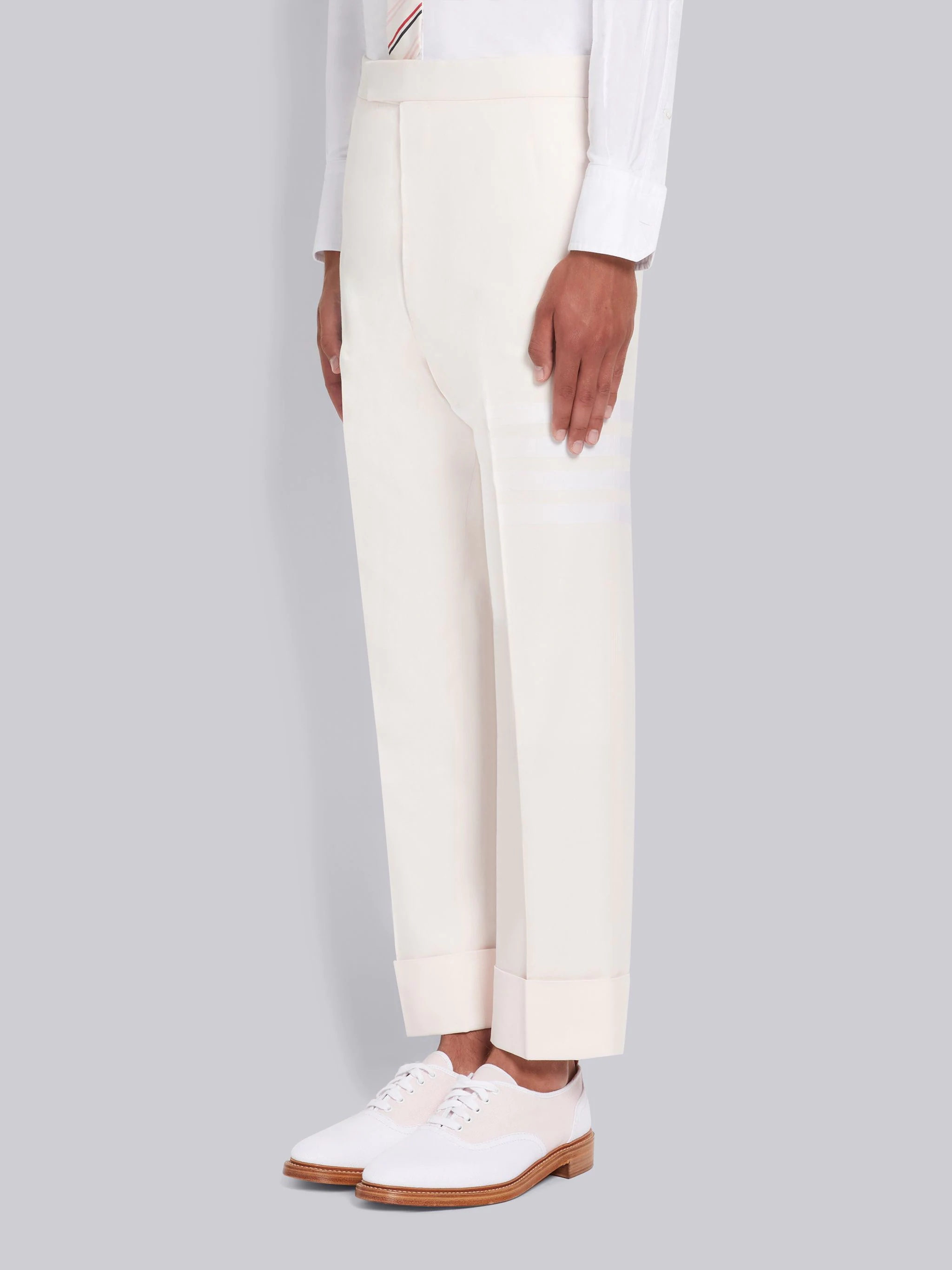 Light Pink Cotton Suiting Engineered 4-Bar Classic Trouser - 2