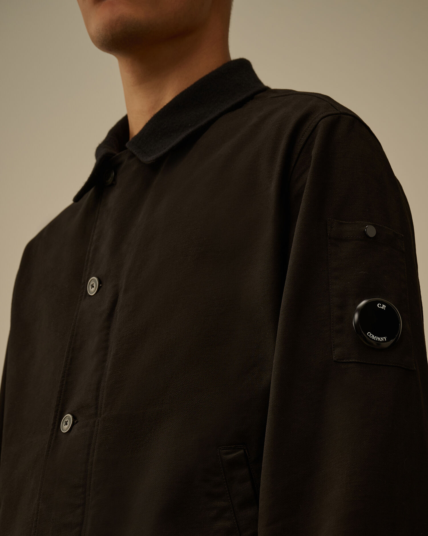 Cotton/Nylon Double Satin Lens Button Overshirt - 5