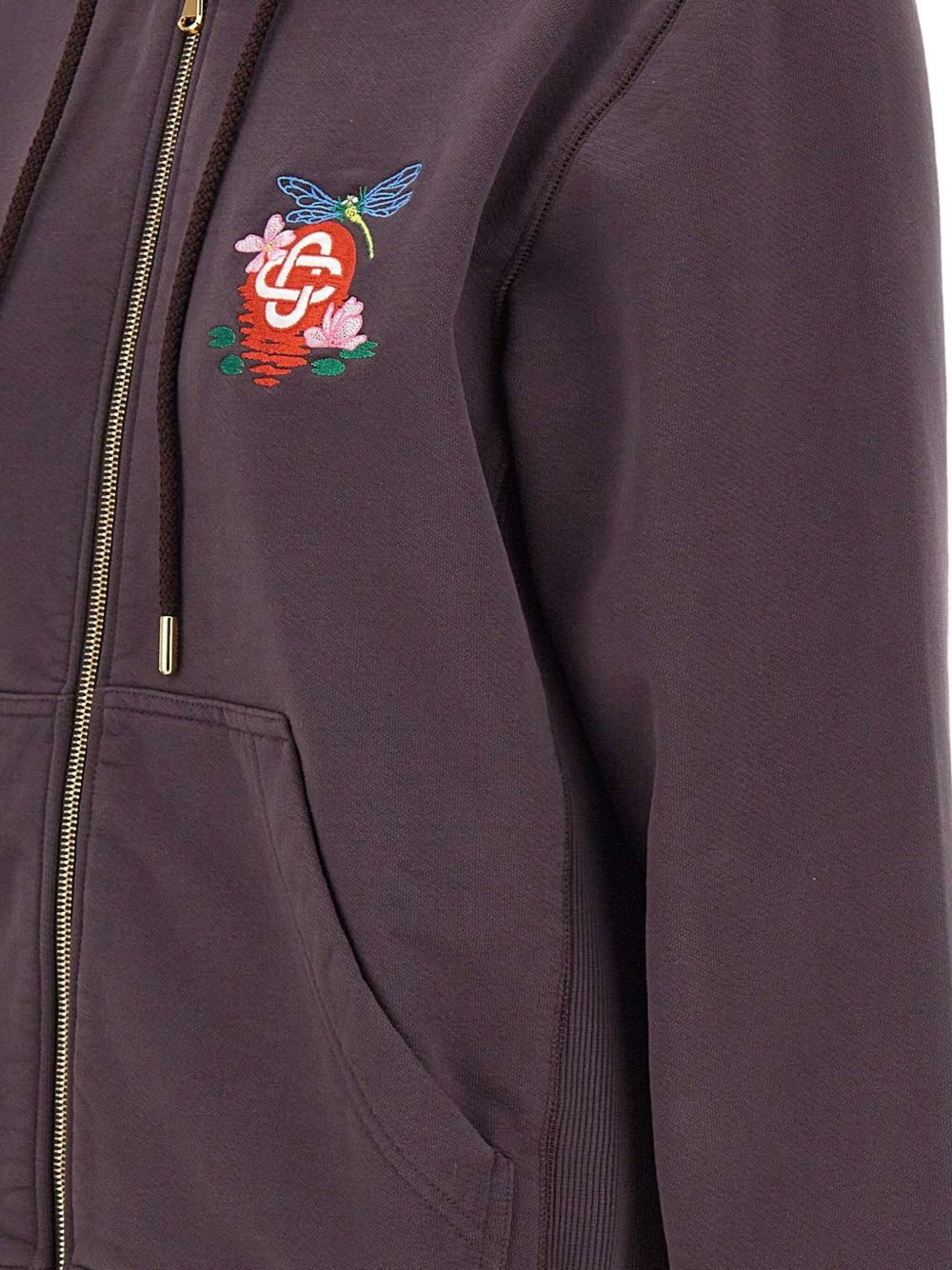 embroidered-logo zip-up hoodie - 4