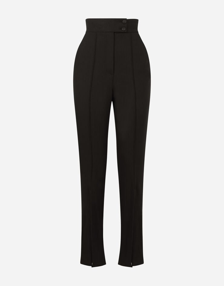 Textured fabric pants with slit on hem - 3