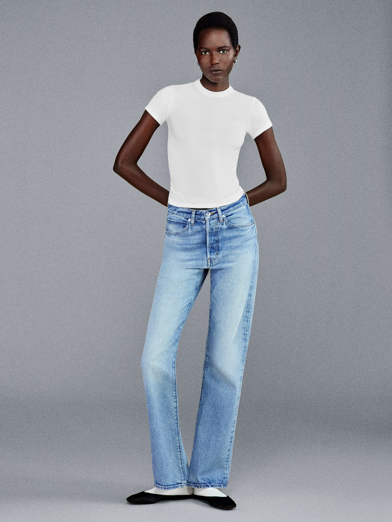 FRAME The Rib Baby Tee in White outlook