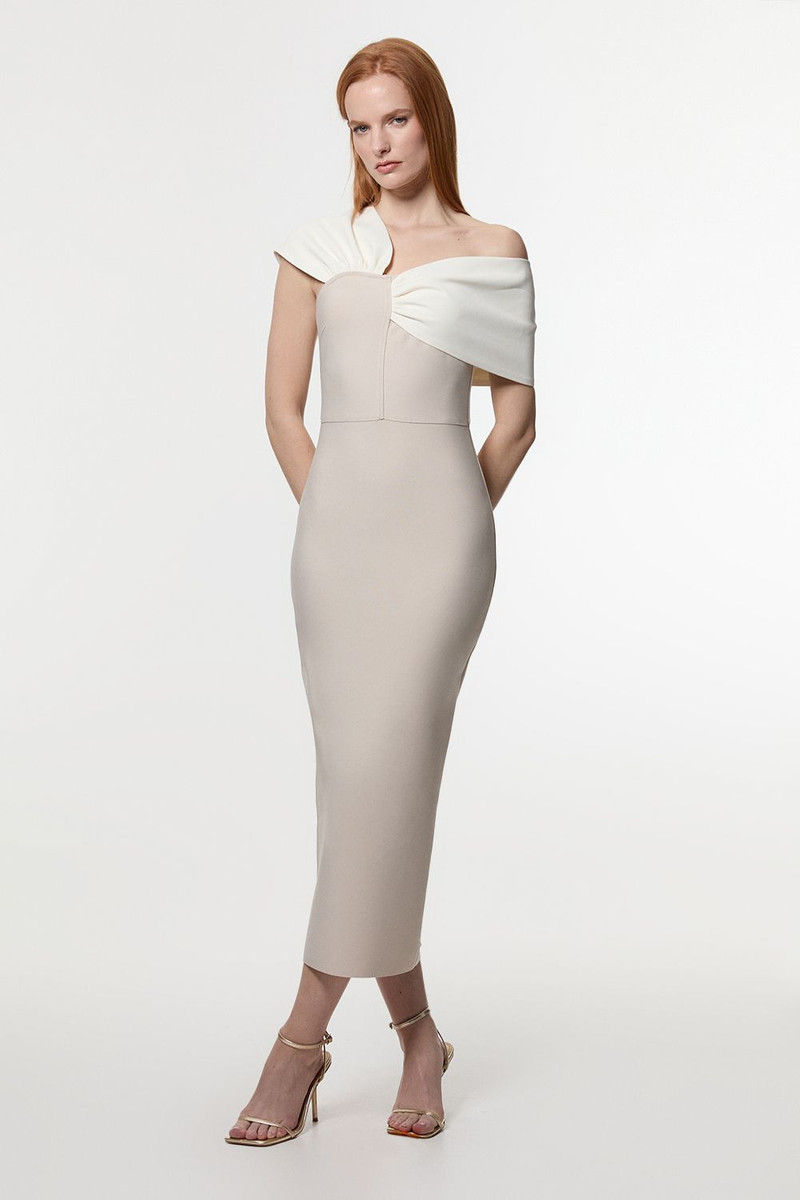 KAREN MILLEN Figure Form Bandage Asymmetric Strap Knit Midi Dress outlook