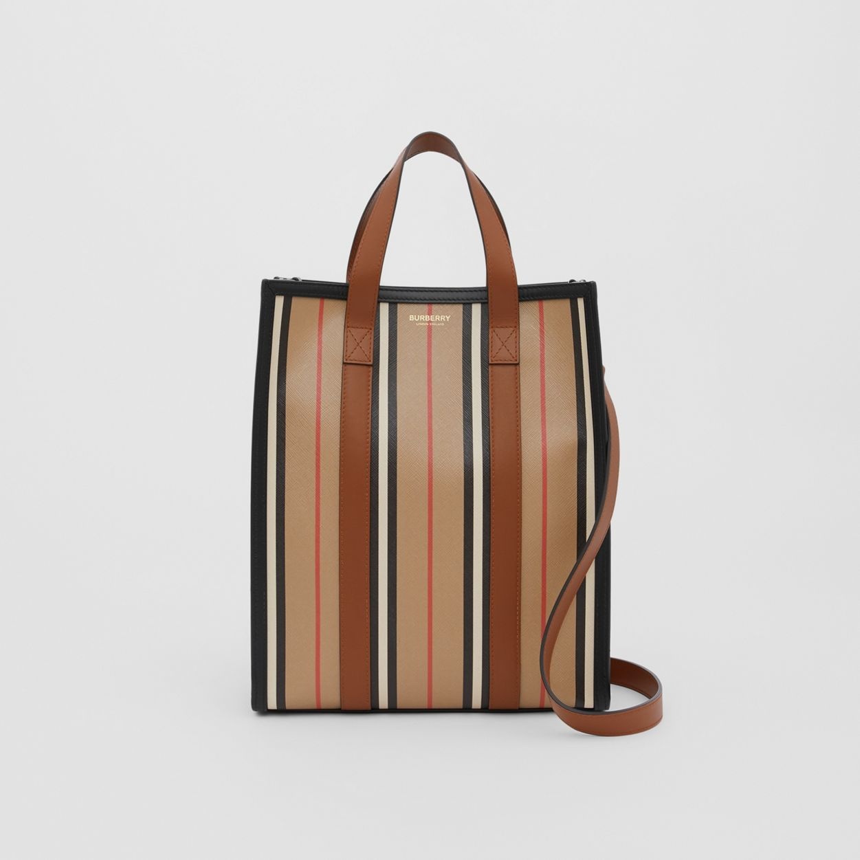 Small Icon Stripe E-canvas Portrait Tote Bag - 1