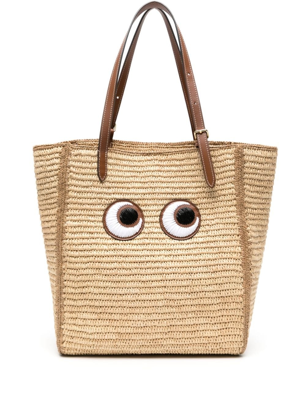 small Eyes raffia tote bag - 1