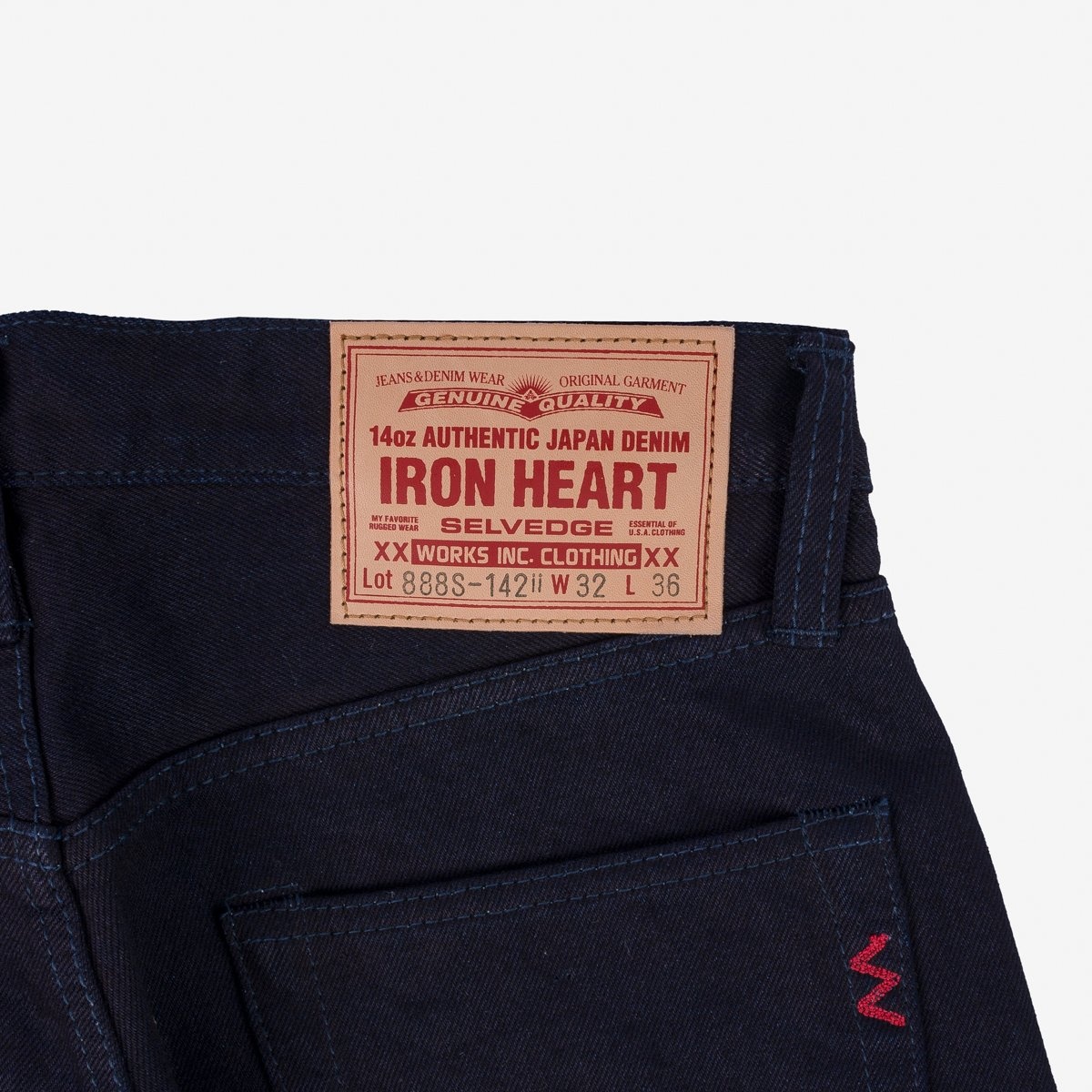 IH-888S-14ii 14oz Selvedge Denim Mid/High Rise Tapered Cut Jeans - Indigo/Indigo - 7