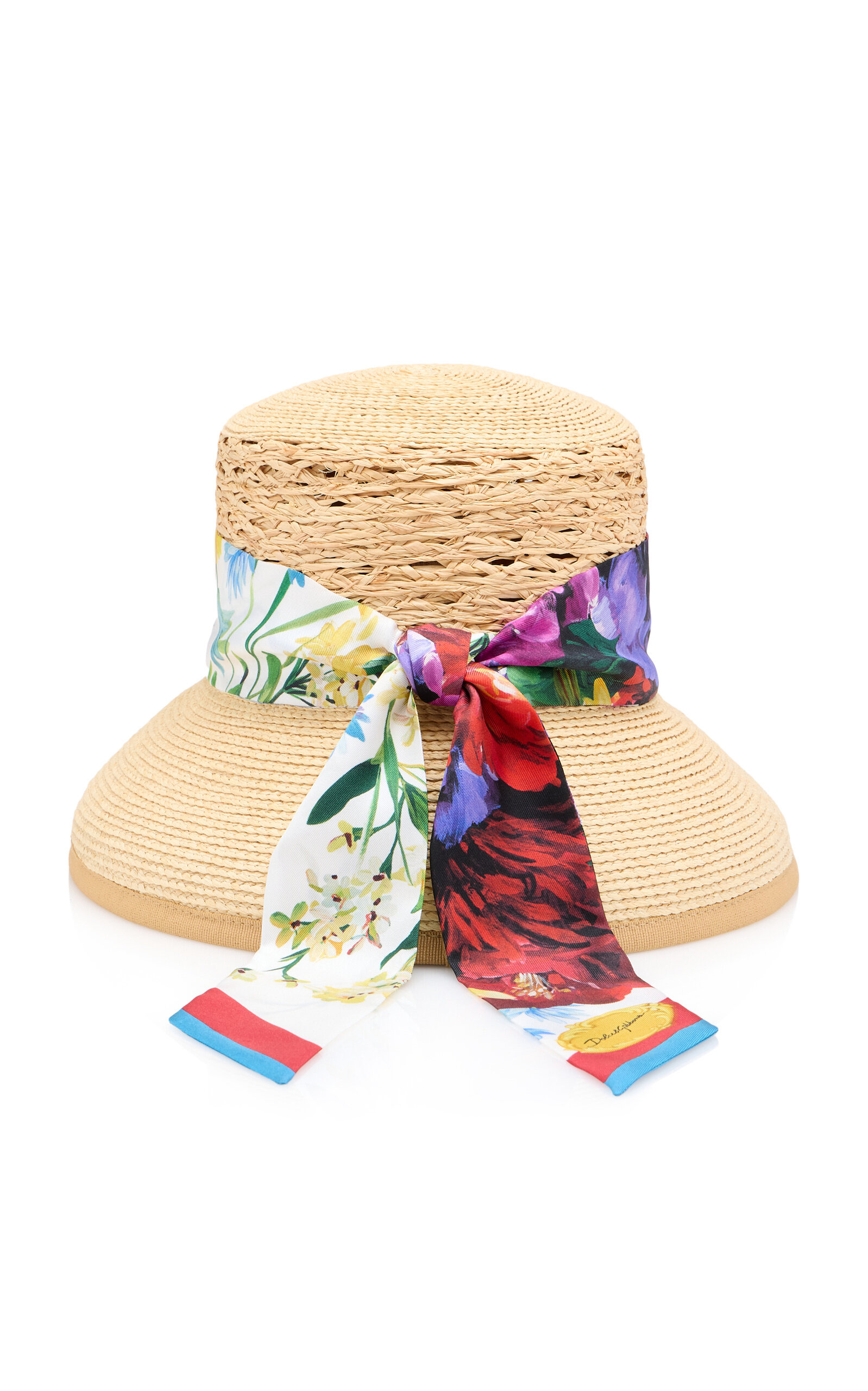 Scarf-Detailed Raffia Bucket Hat multi - 3