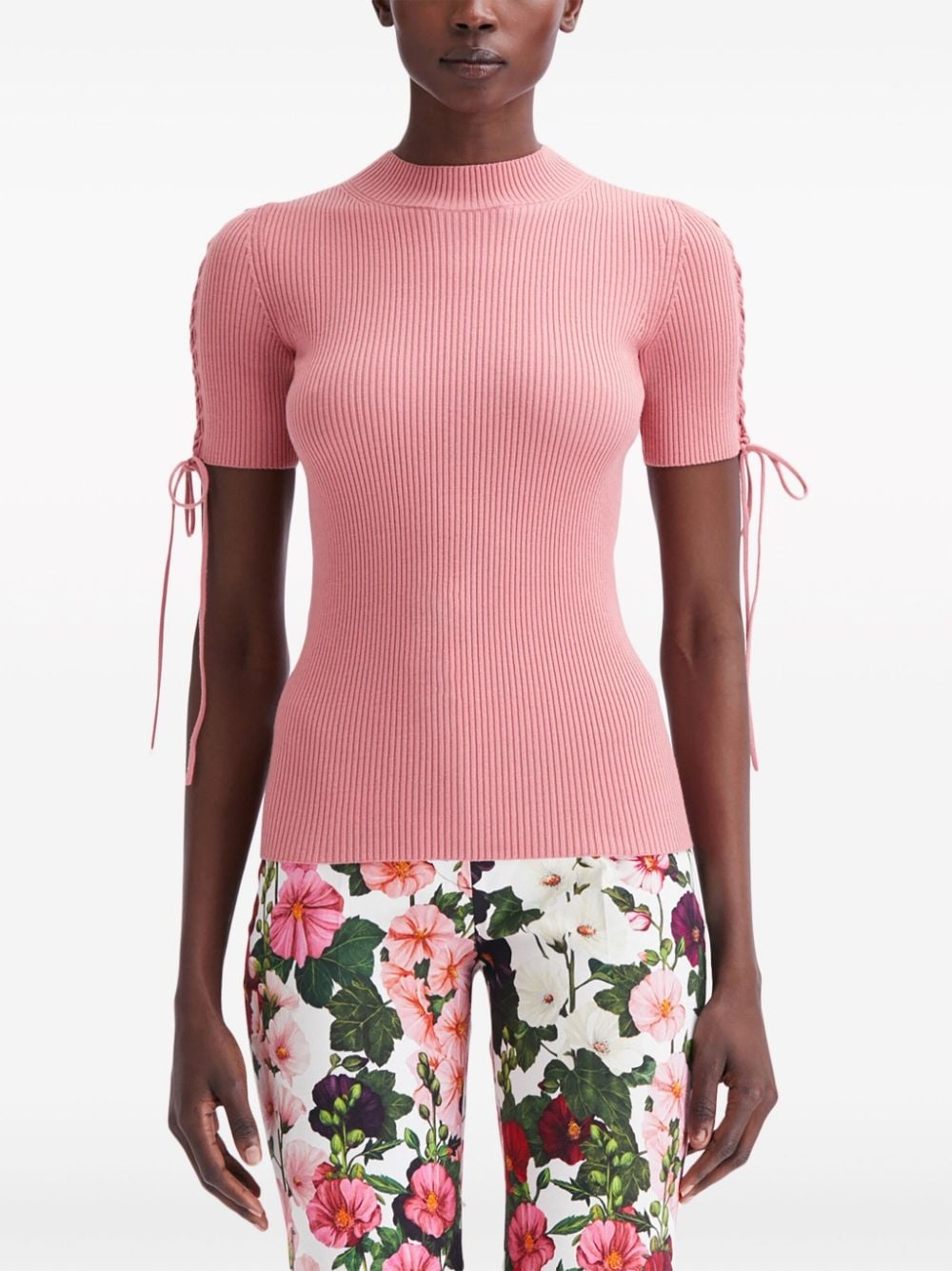tie-detail ribbed jumper - 3