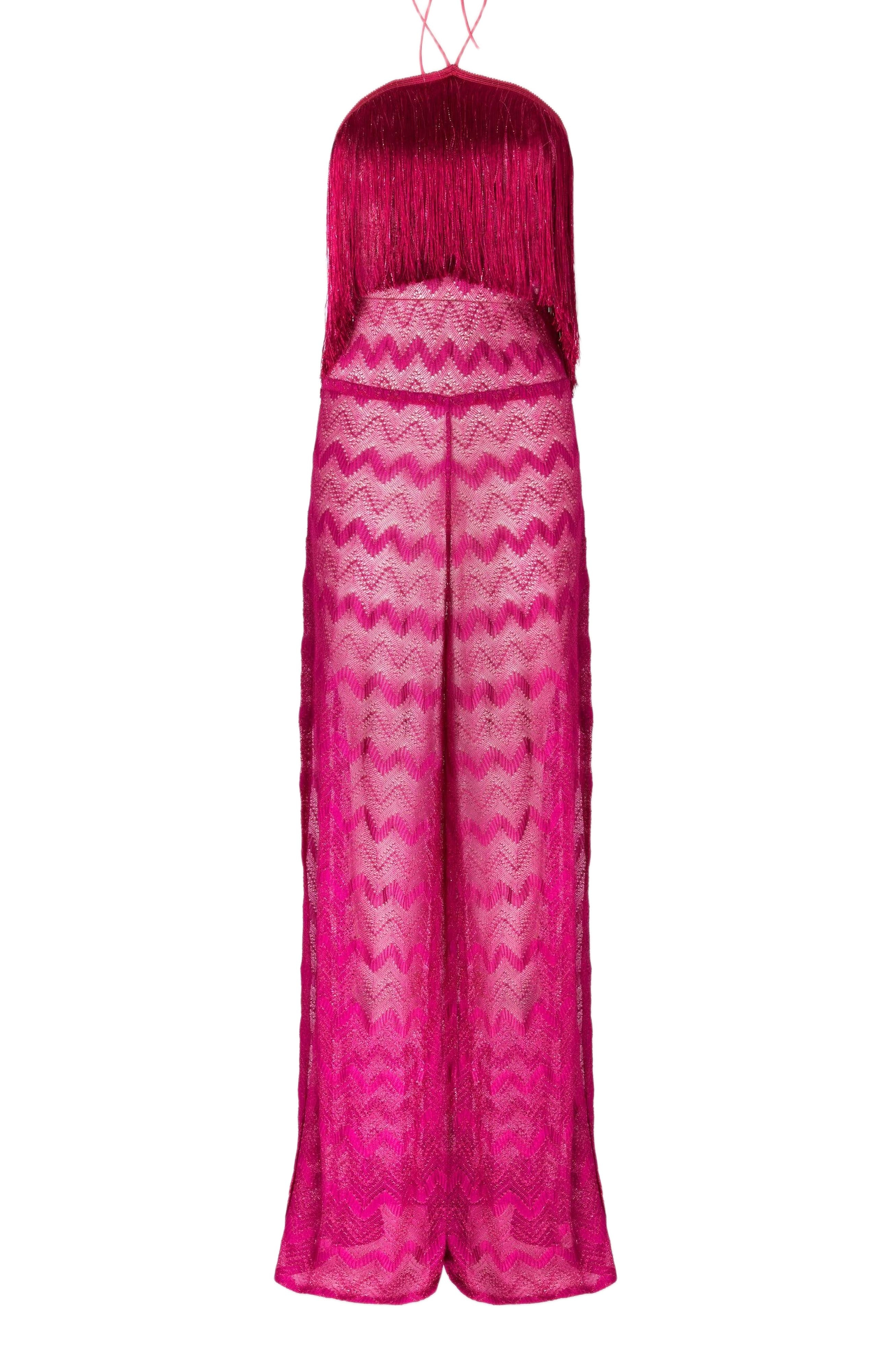 Missoni Zig Zag Lamé Viscose Jumpsuit With Fringes in Purple at Nordstrom - 2