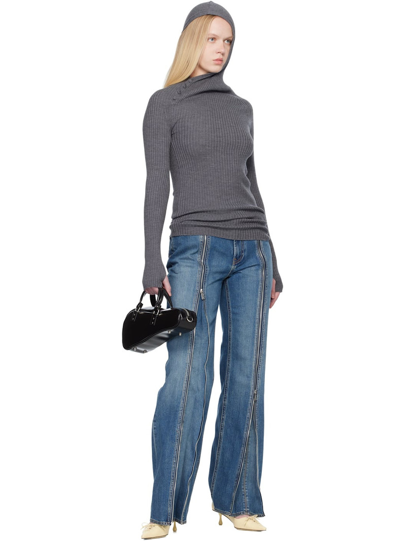 Jean Paul Gaultier Gray Asymmetric Hoodie outlook