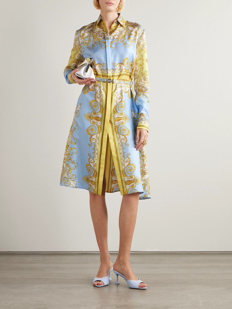VERSACE Belted Printed Silk-twill Dress outlook