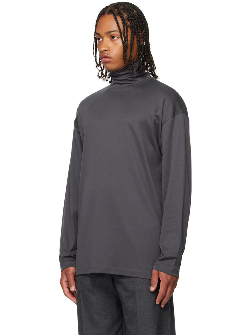 Lemaire Gray Relaxed Mock Neck T-shirt outlook