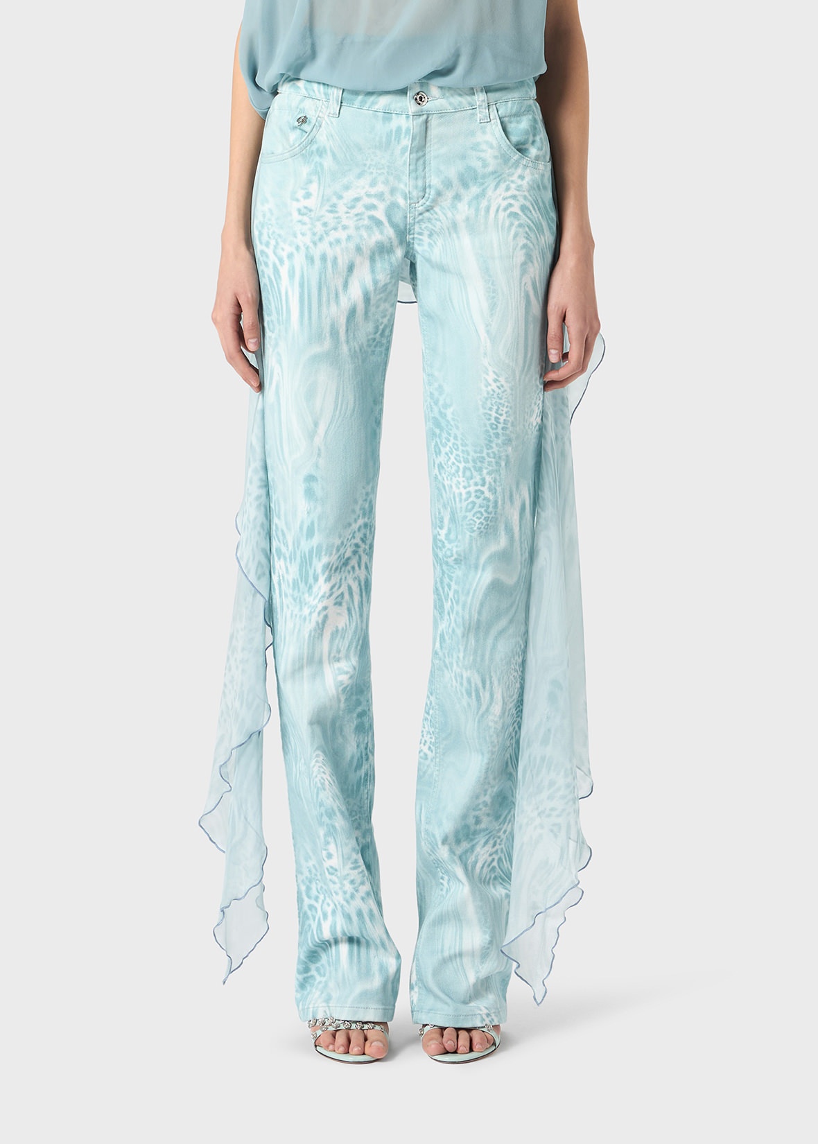 PRINTED JEANS IN GEORGETTE WITH FLOUNCE - 3