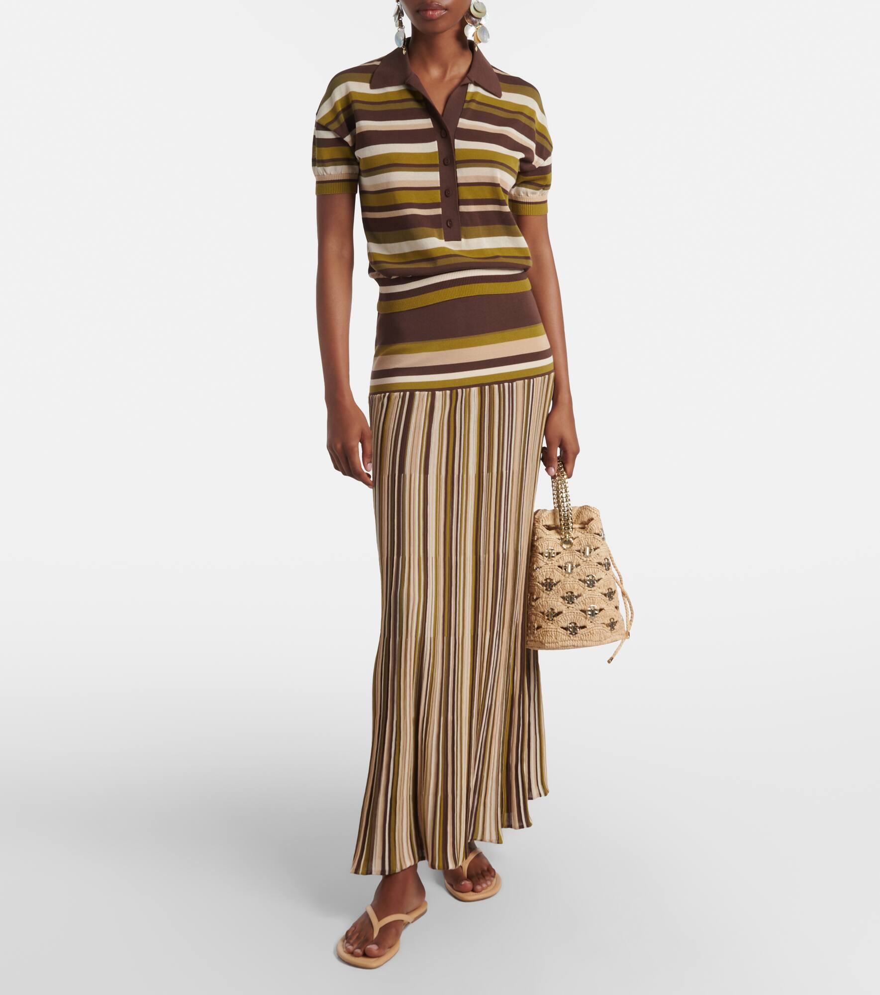 Striped cotton-blend polo shirt - 2