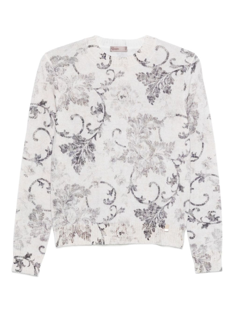 floral-pattern long-sleeve sweater 1