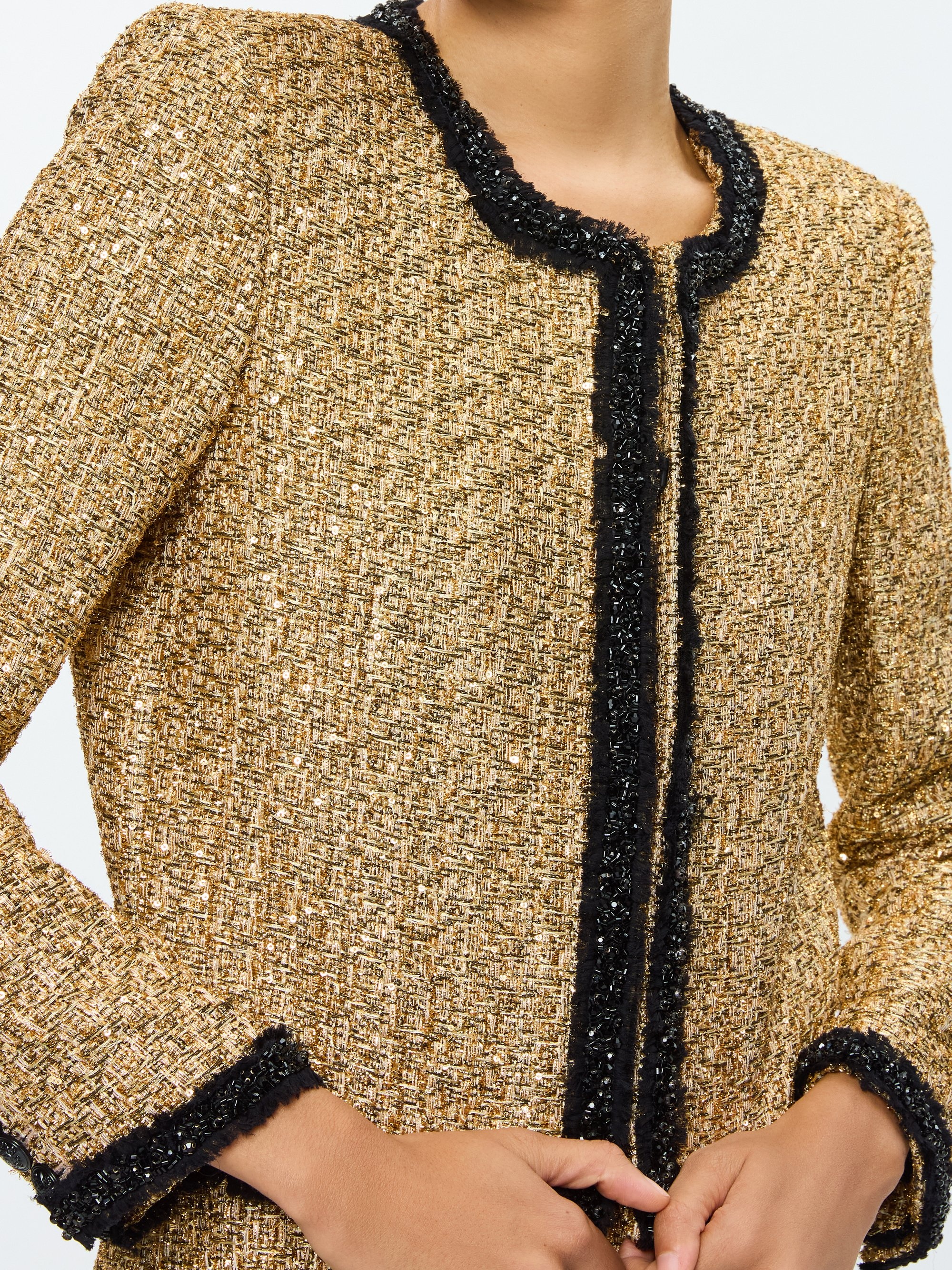 LANDON CROPPED BOXY JACKET WITH EMBELLISHED TRIM - 6
