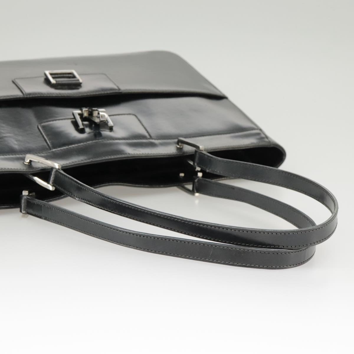GUCCI Tote Bag Patent Leather Black Silver 002 002 - 10