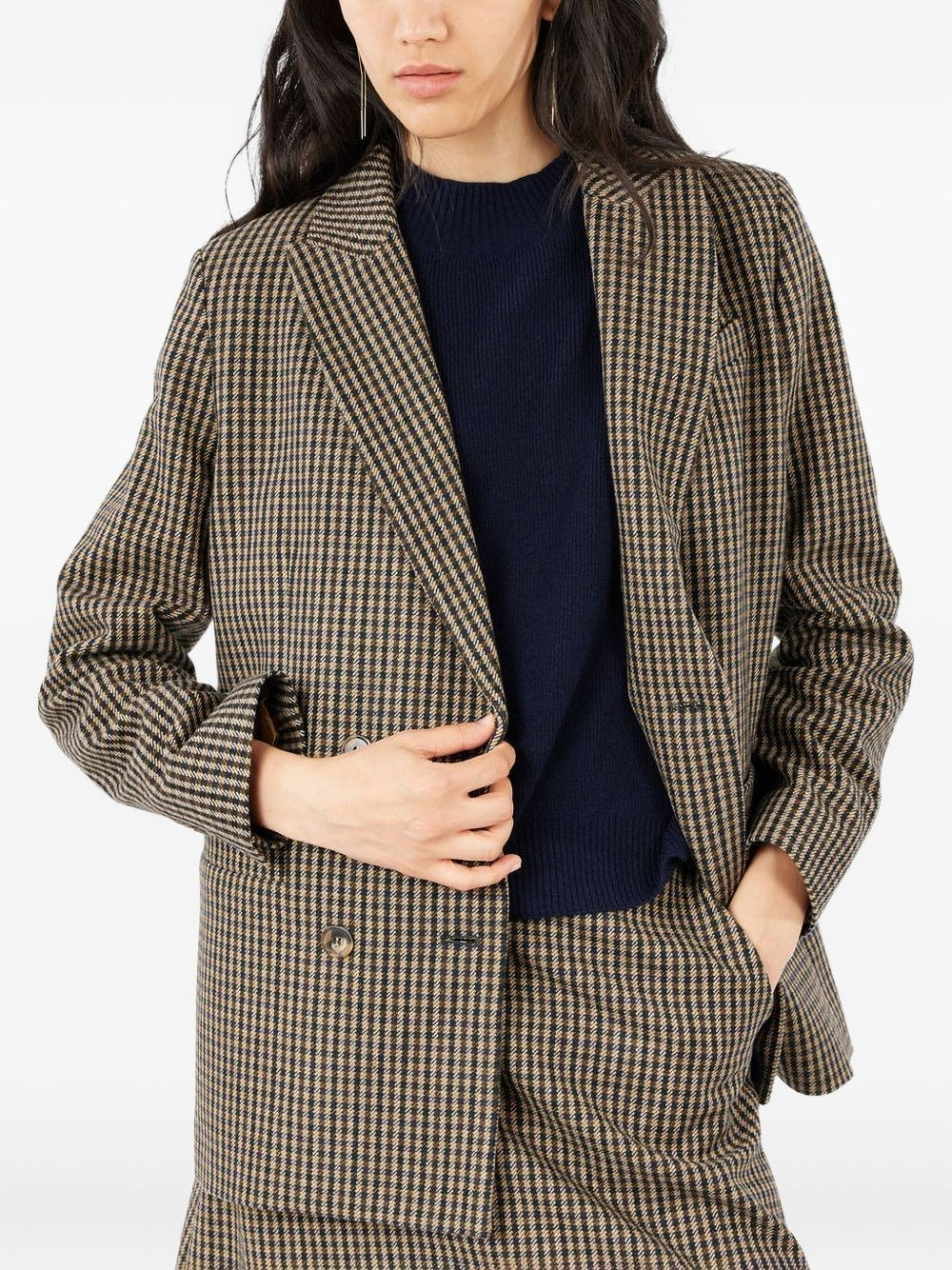 Gingham-check double-breasted coat - 4