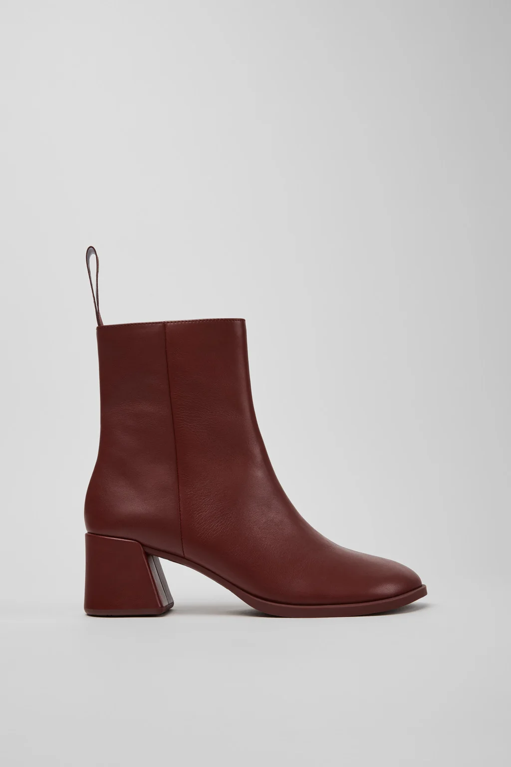Kora Burgundy Leather Ankle Boots for Women. - 1