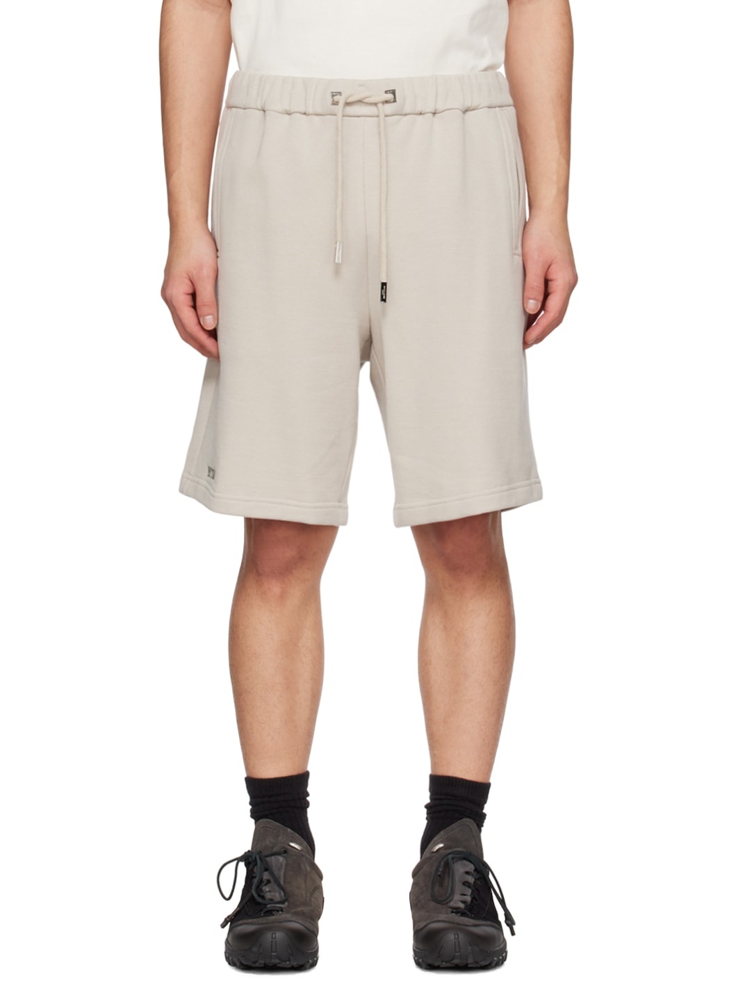 Beige Drawstring Shorts - 1