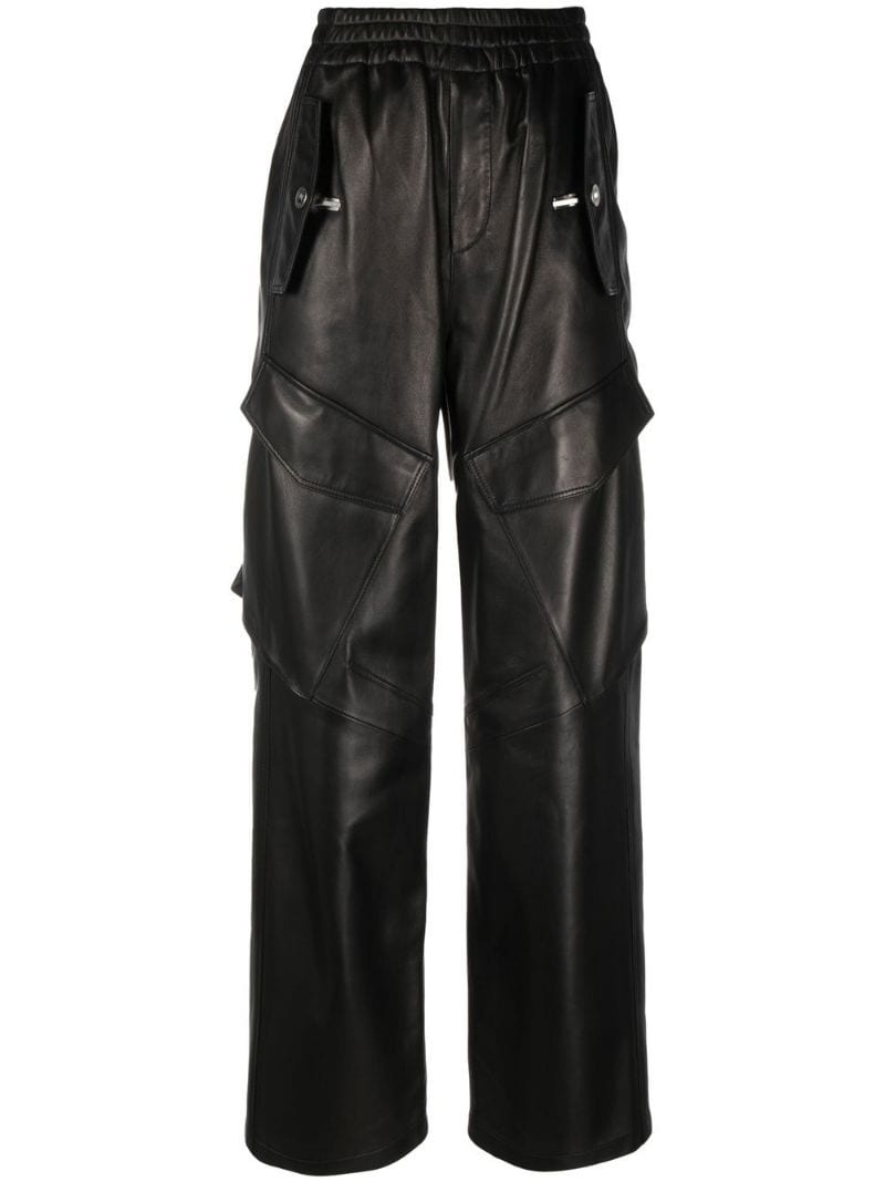 wide-leg leather trousers - 1