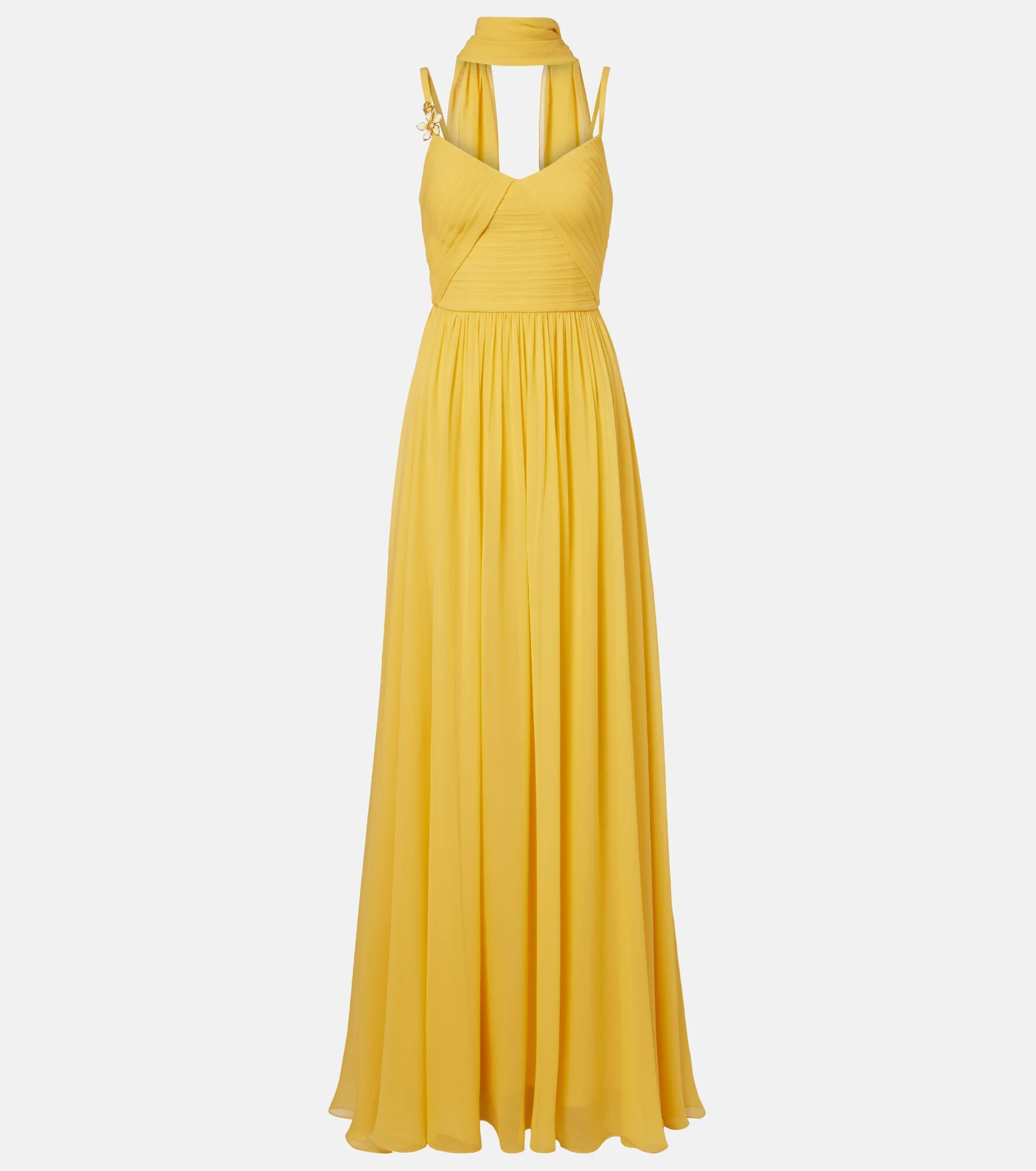 Embellished scarf-detail silk gown - 1